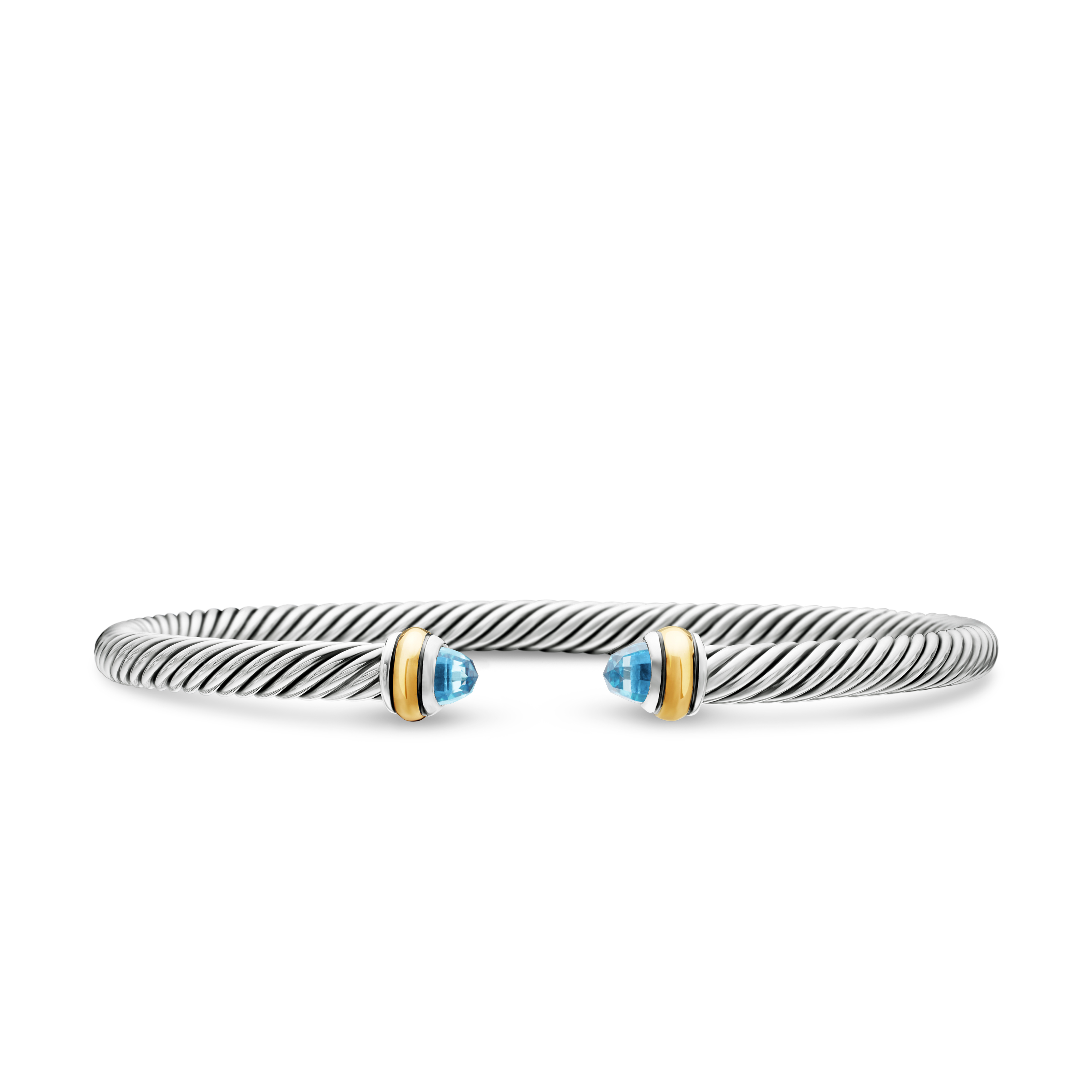Cable Classics Bracelet in Sterling Silver with Blue Topaz and 18K Yellow Gold