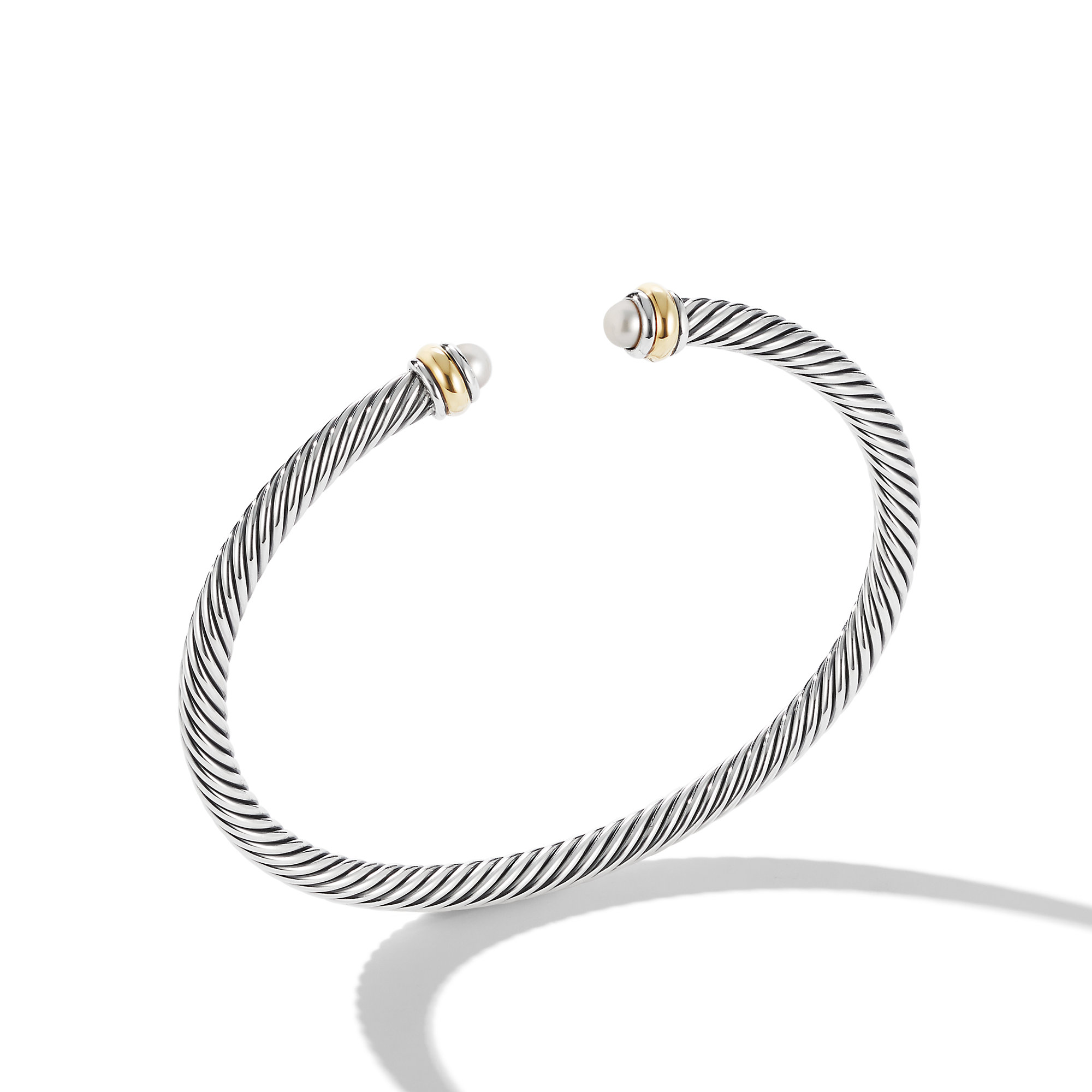 Cable Classics Bracelet in Sterling Silver with Pearls and 18K Yellow Gold