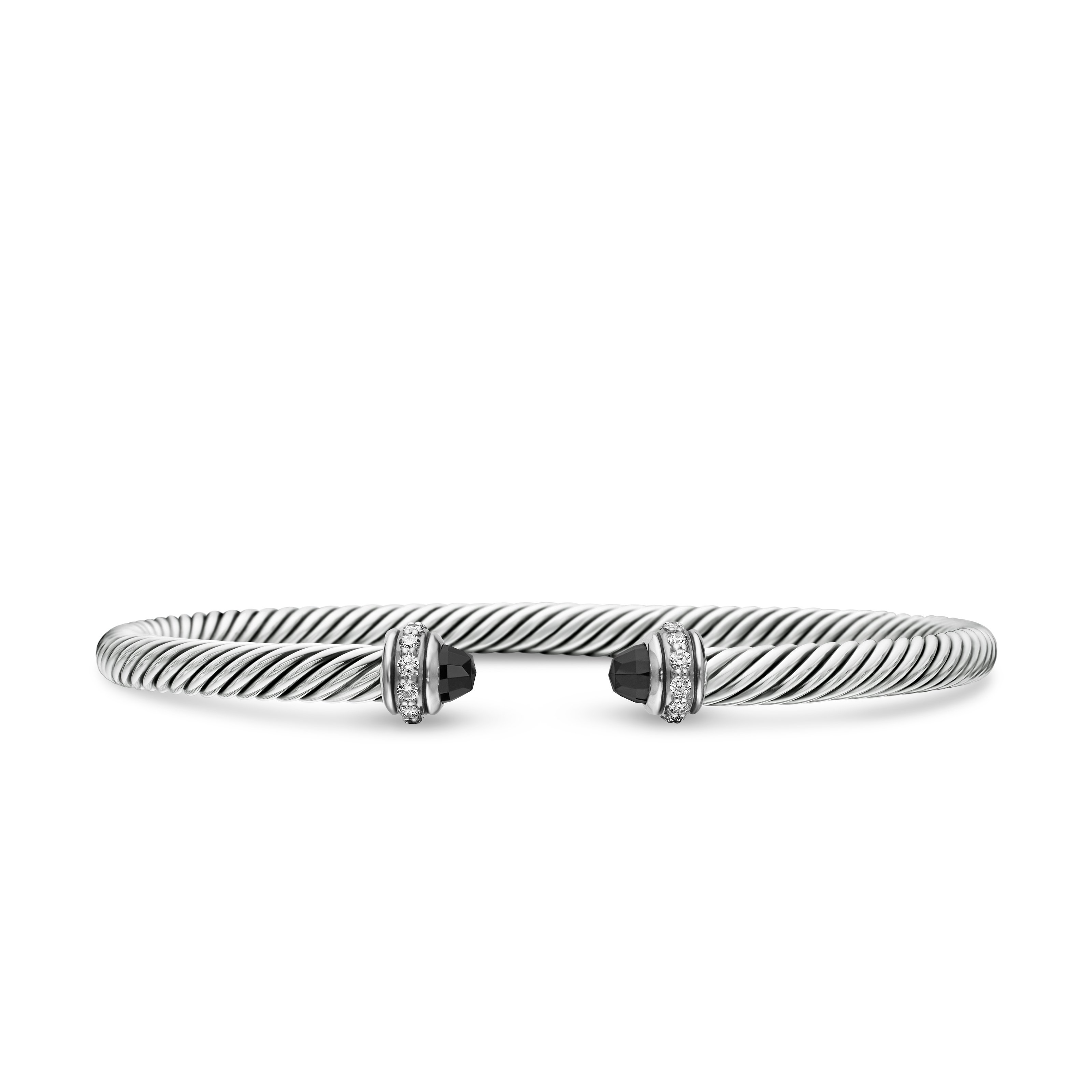 Cable Classics Bracelet in Sterling Silver with Black Onyx and Pave Diamonds