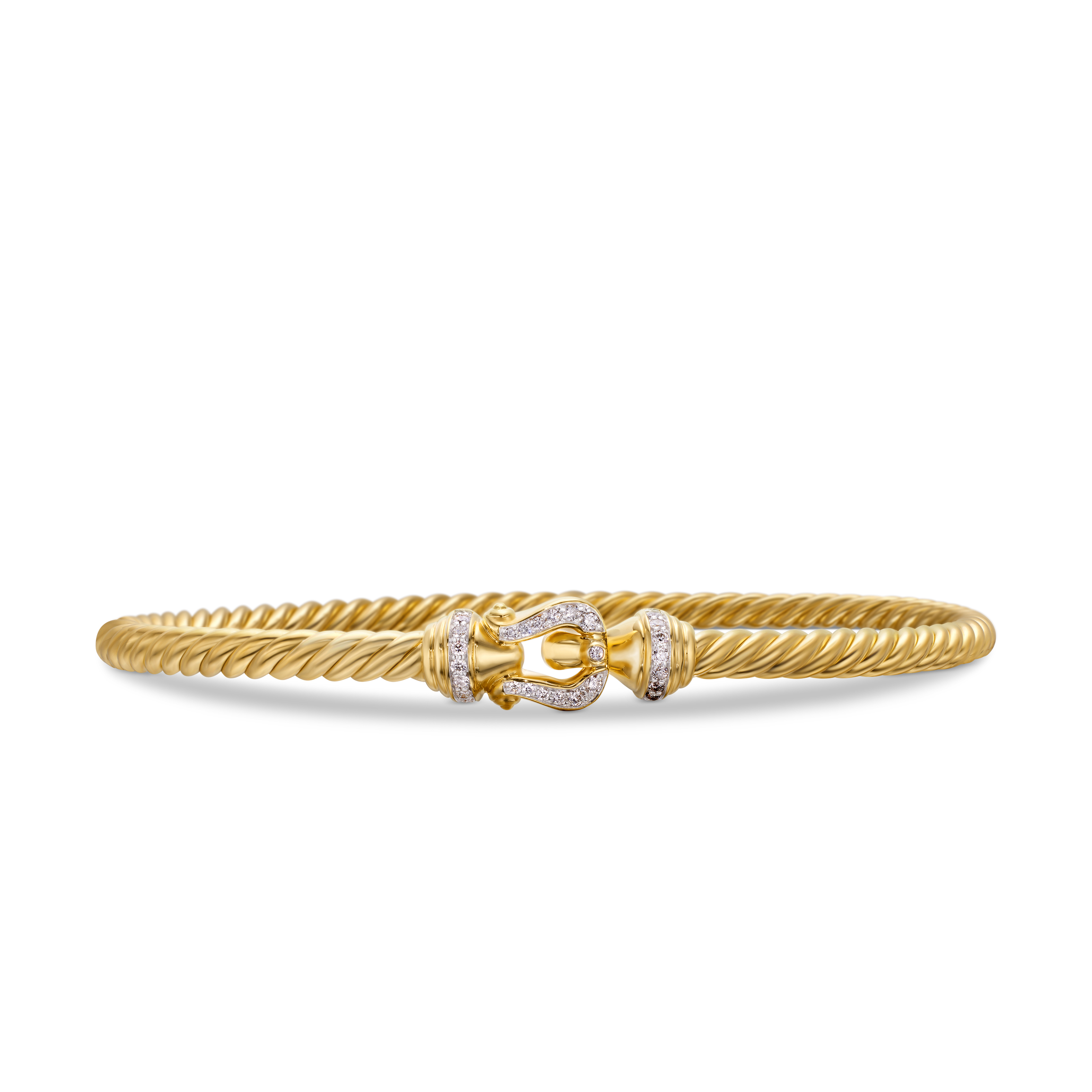 Buckle Cablespira® Bracelet in 18K Yellow Gold with Diamonds, 3.5mm