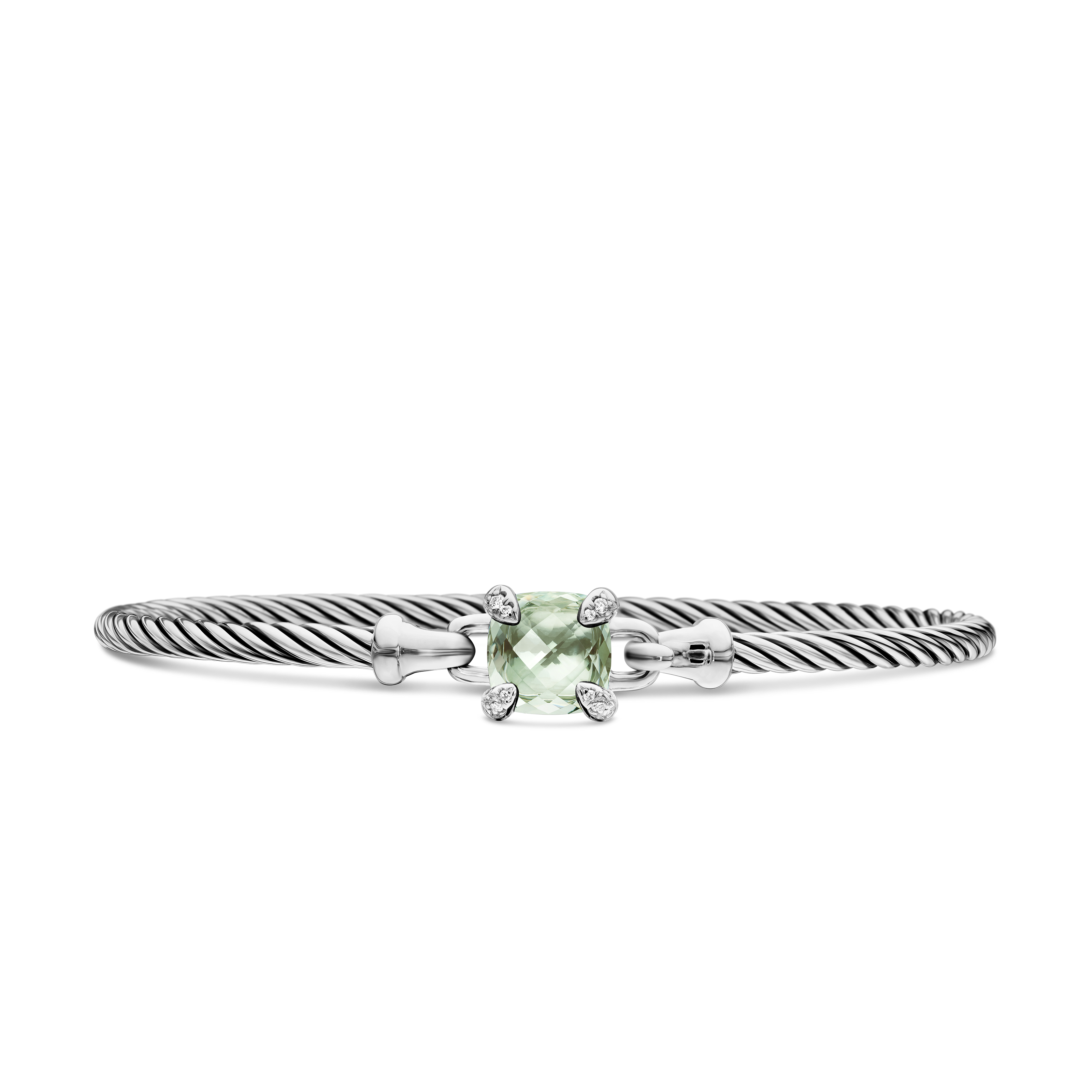 Chatelaine® Bracelet in Sterling Silver with Prasiolite and Diamonds, 3mm