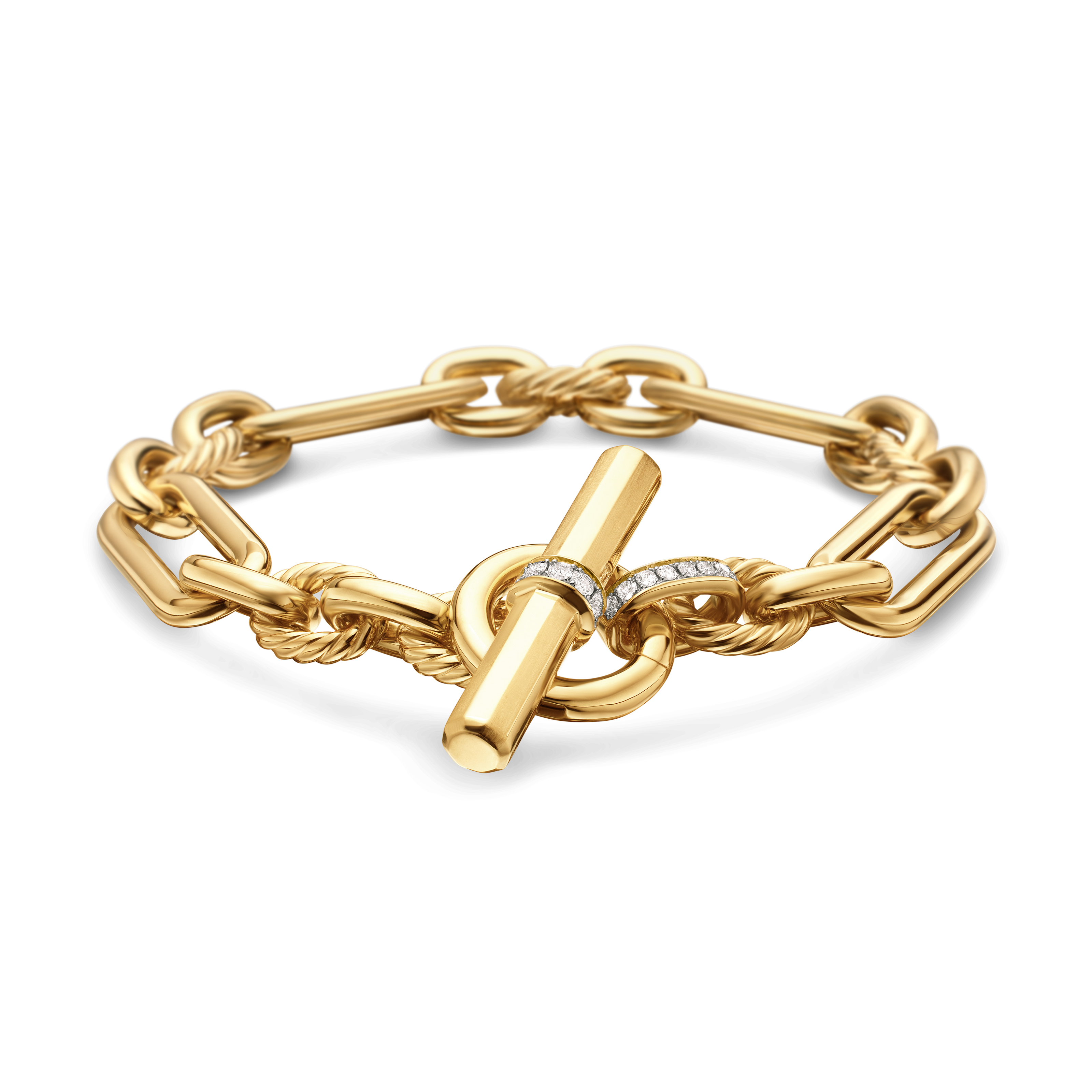 Lexington Chain Bracelet in 18K Yellow Gold with Diamonds, 9.8mm