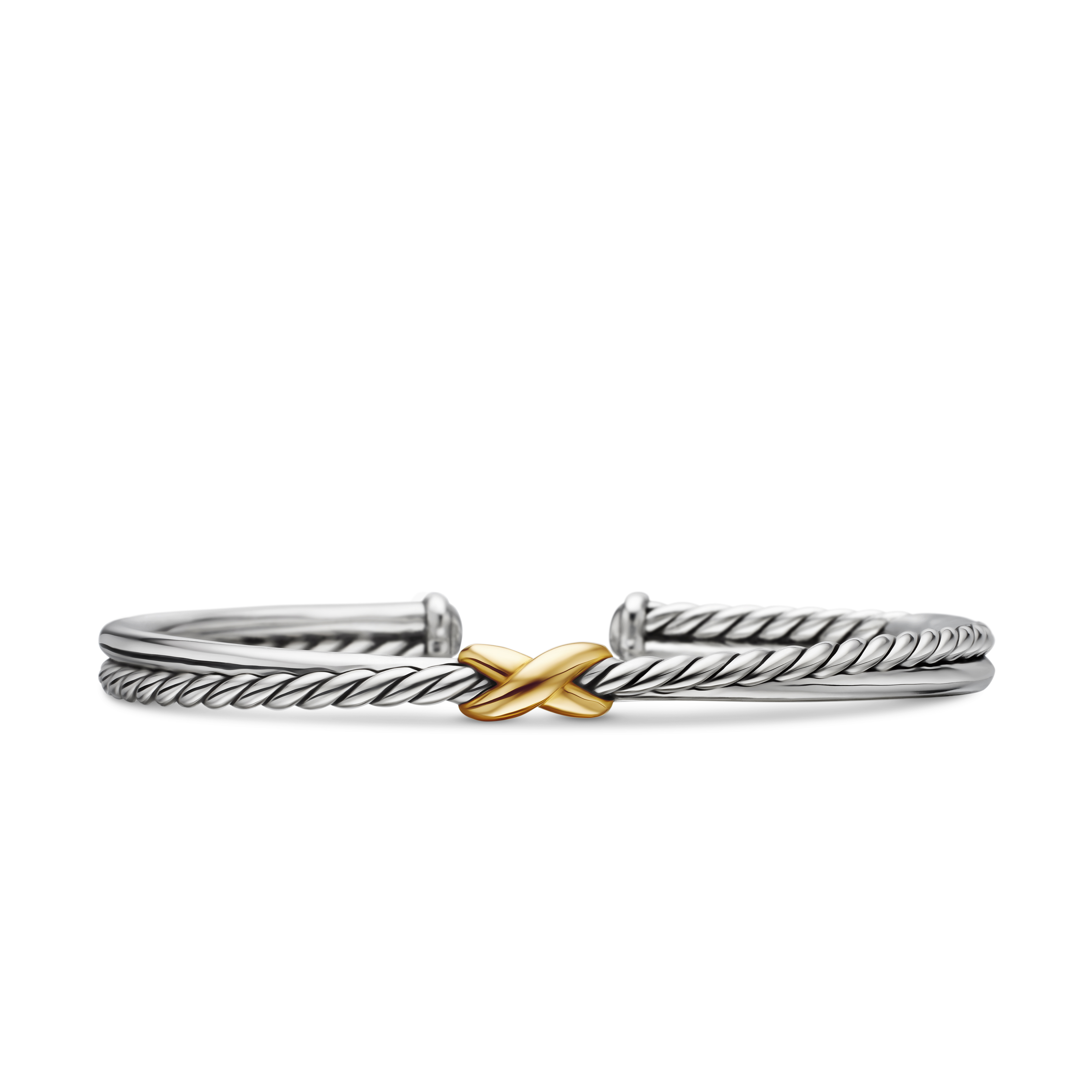 Petite X Center Station Bracelet in Sterling Silver with 18K Yellow Gold, 5.2mm