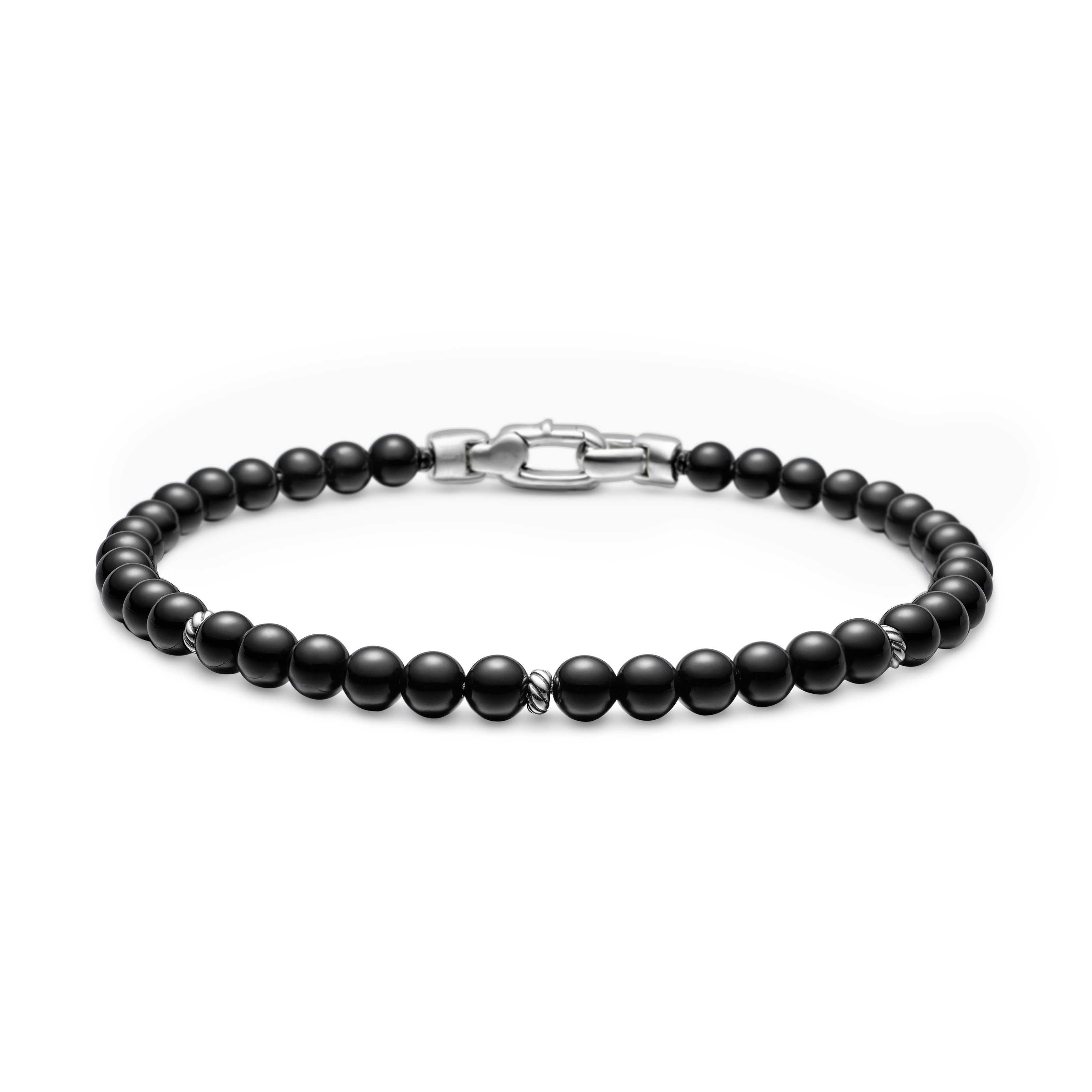 Bijoux Spiritual Beads Bracelet with Black Onyx and Sterling Silver, 4mm