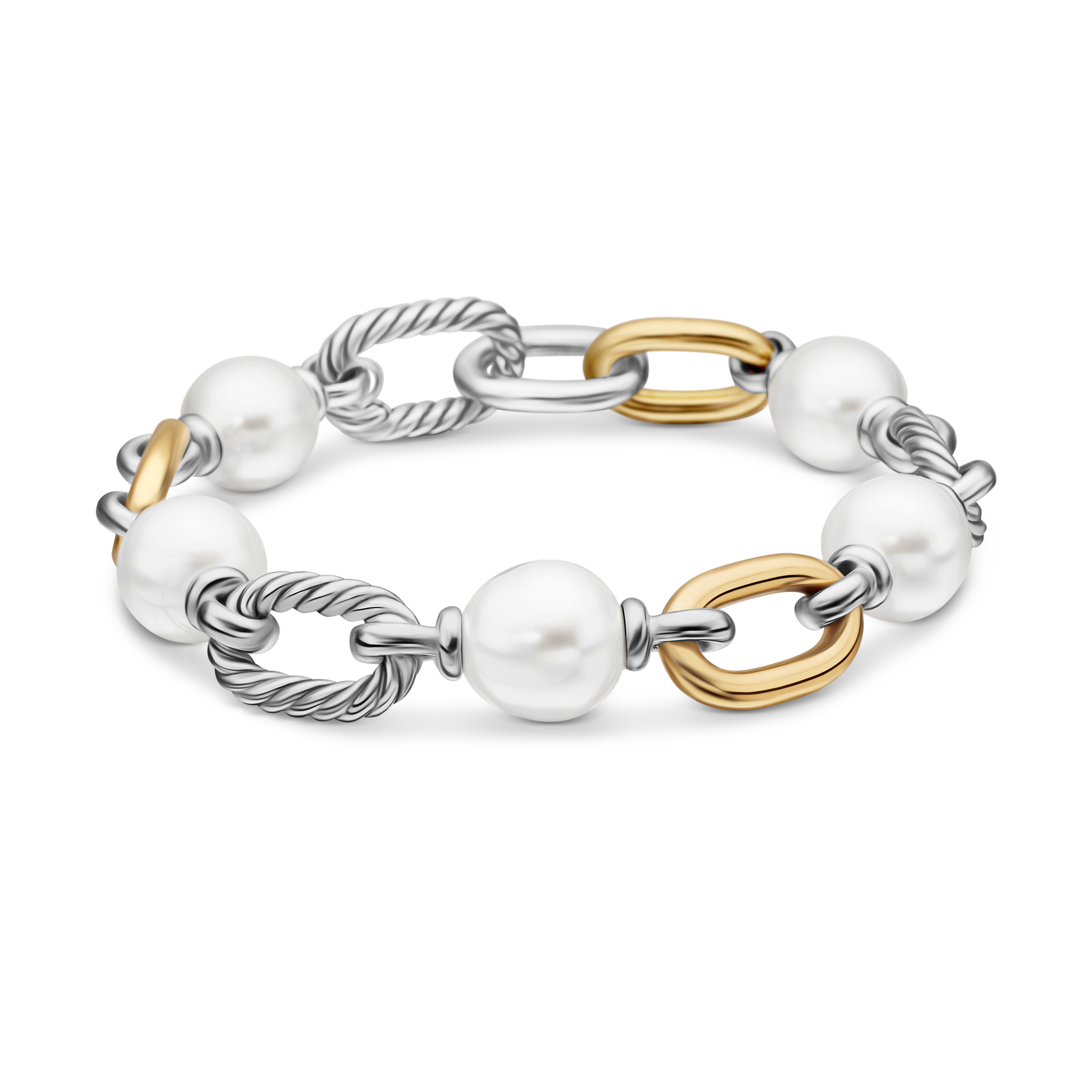 DY Madison® Pearl Chain Bracelet in Sterling Silver with 18K Yellow Gold