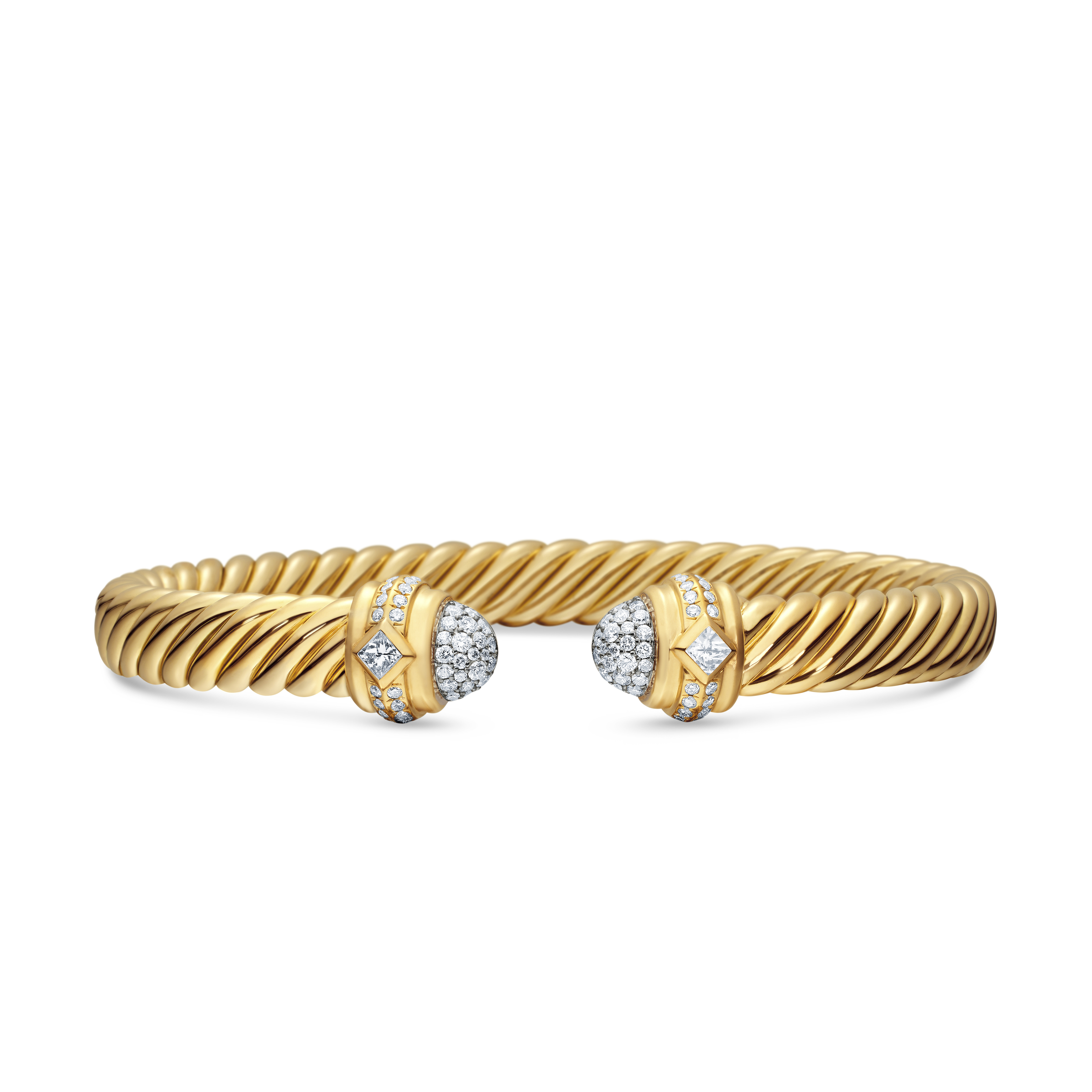 Renaissance® Oval Cablespira Bracelet in 18K Yellow Gold with Diamonds, 7mm