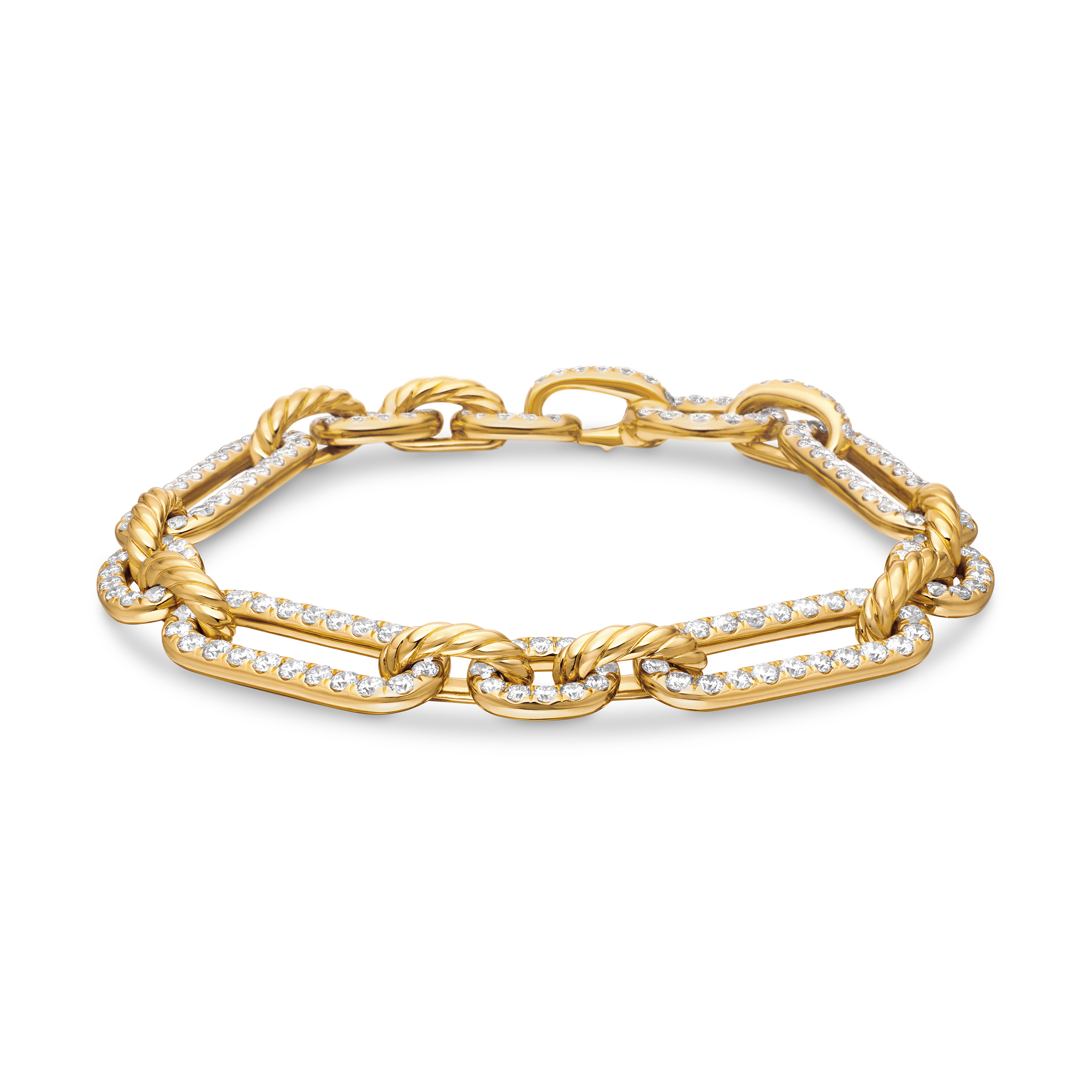 Lexington Chain Bracelet in 18K Yellow Gold with Full Pavé Diamonds, 9.8mm