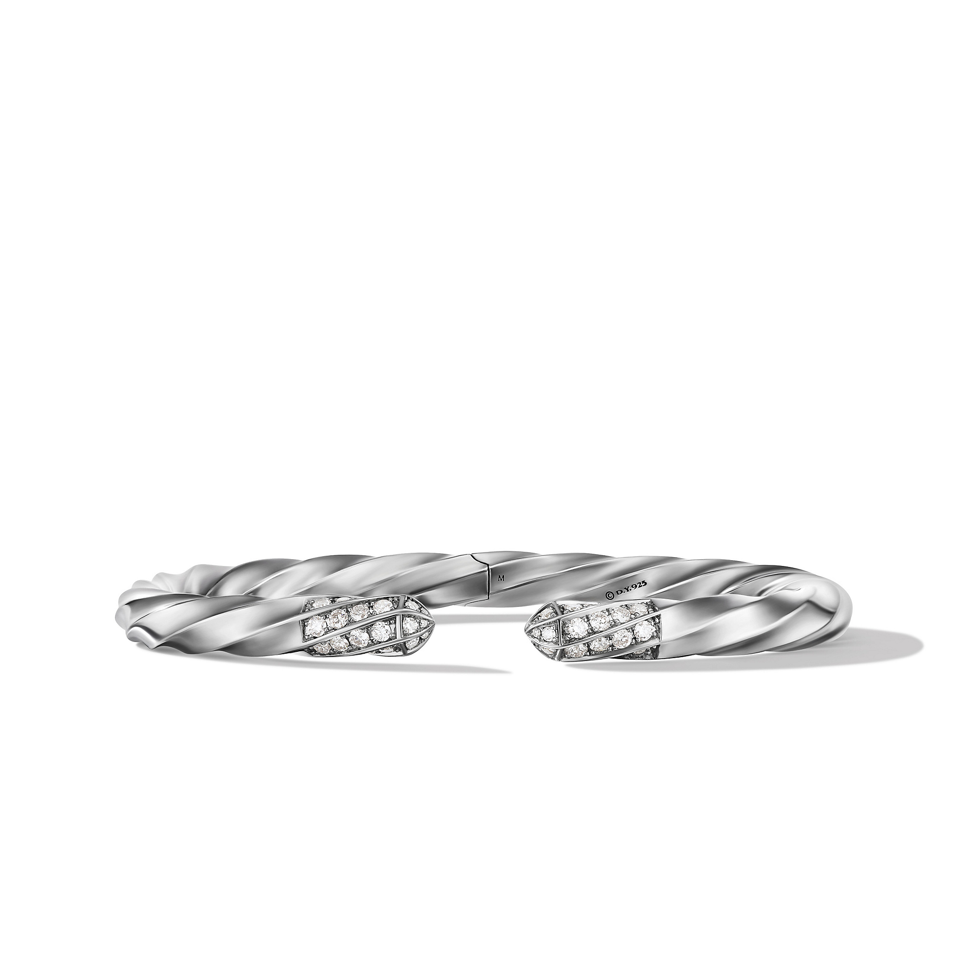 Cable Edge™ Bracelet in Recycled Sterling Silver with Pave Diamonds