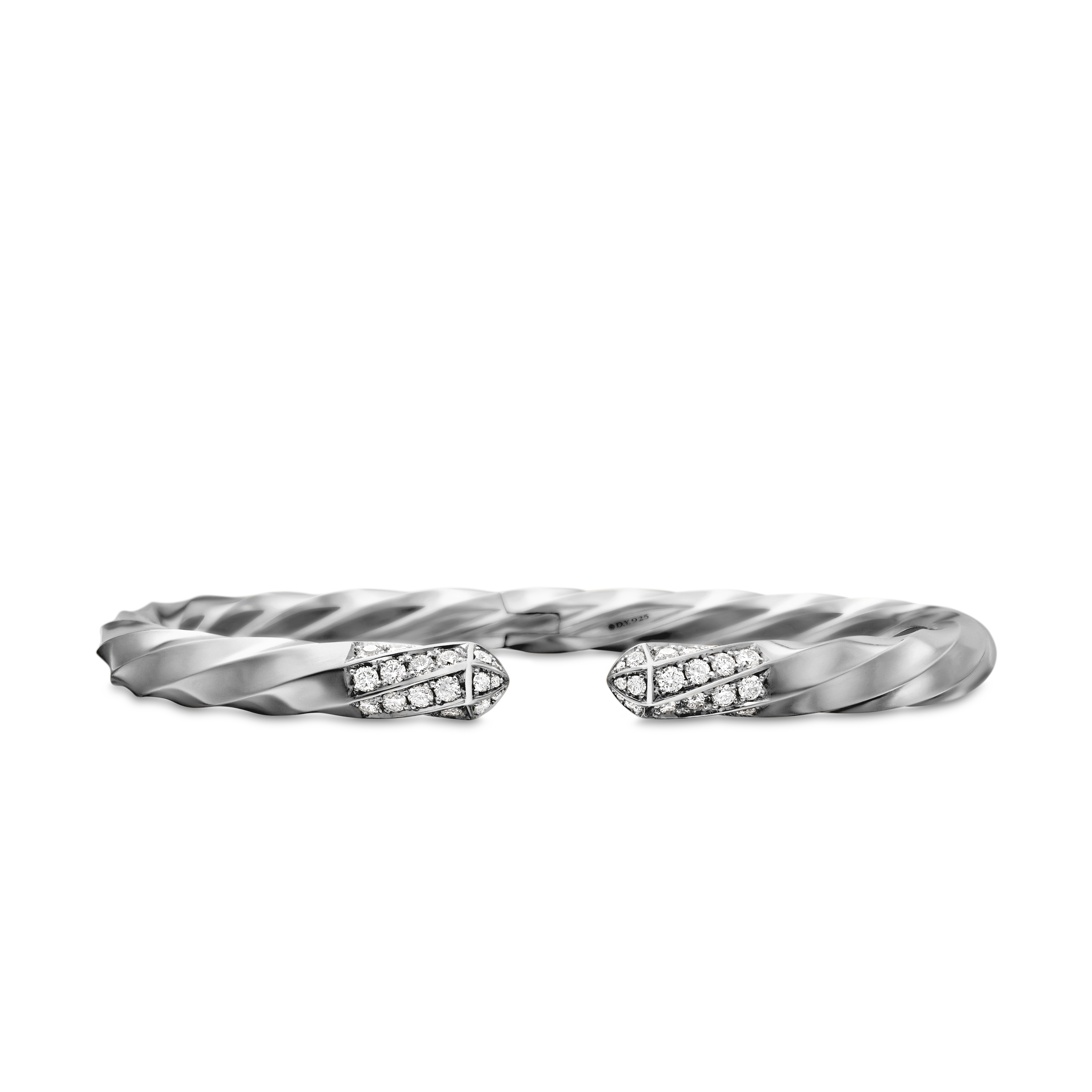 Cable Edge™ Bracelet in Recycled Sterling Silver with Pave Diamonds