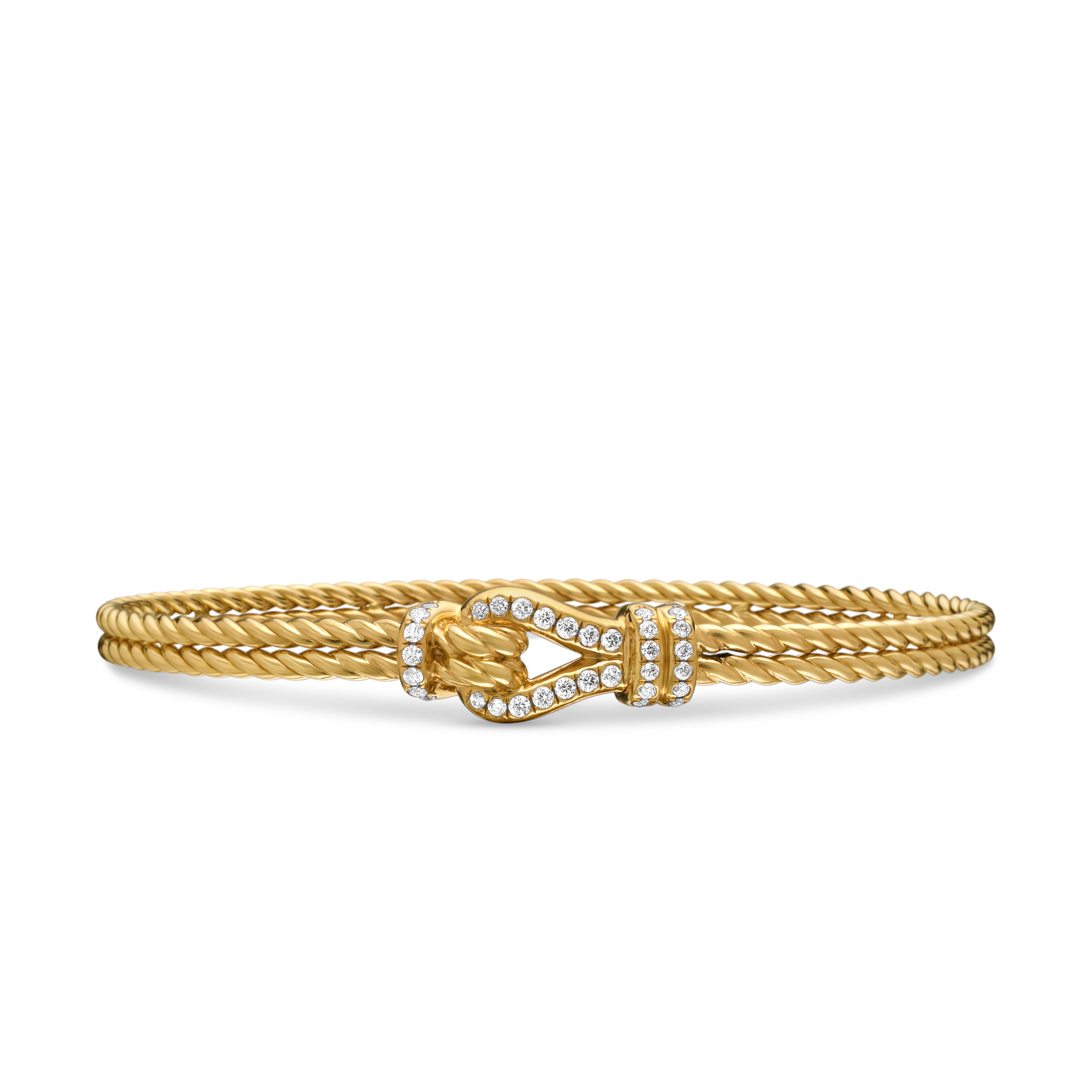 Thoroughbred Loop Bracelet in 18K Yellow Gold with Diamonds, 4.5mm