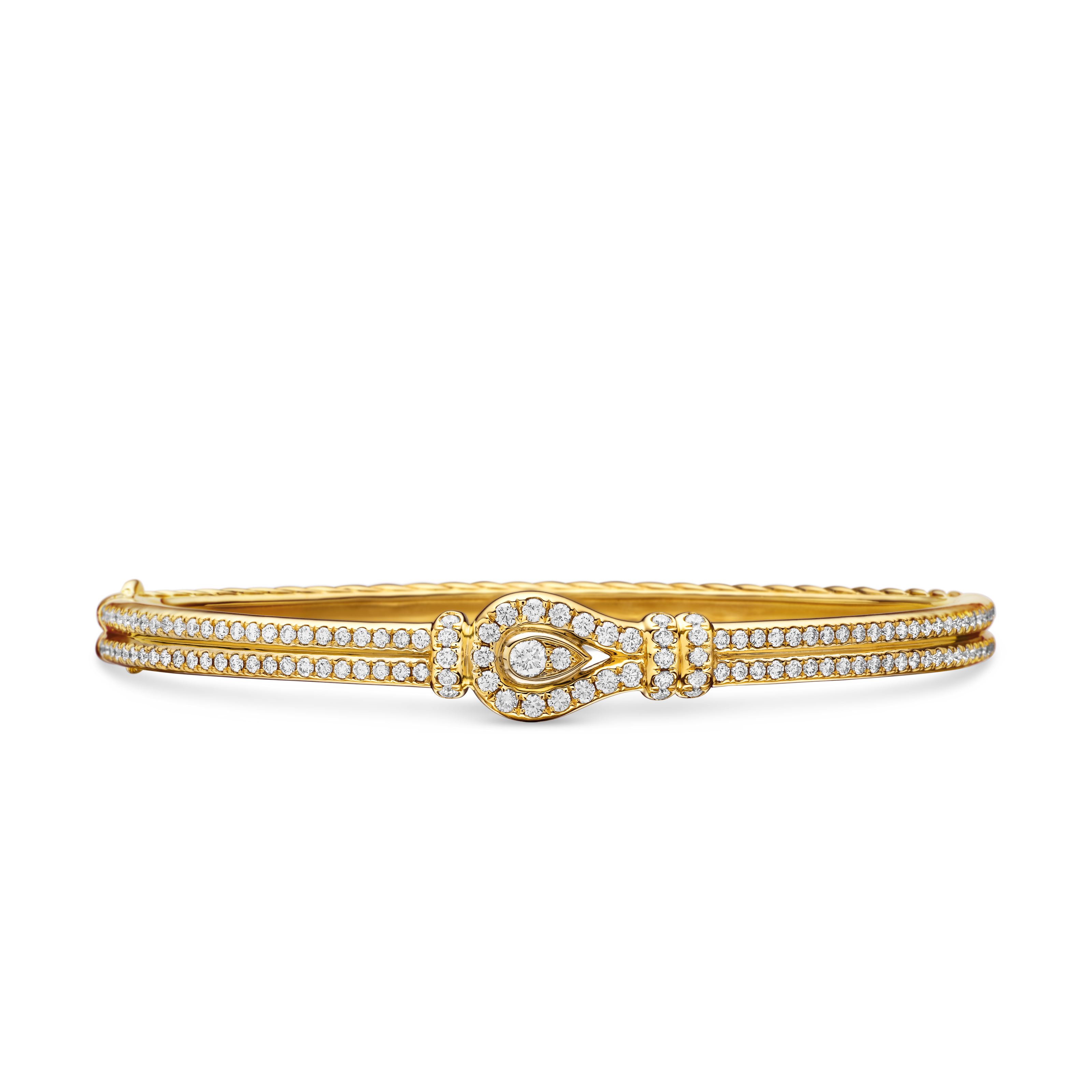 Thoroughbred Loop Bracelet in 18K Yellow Gold with Full Pavé Diamonds, 4.5mm