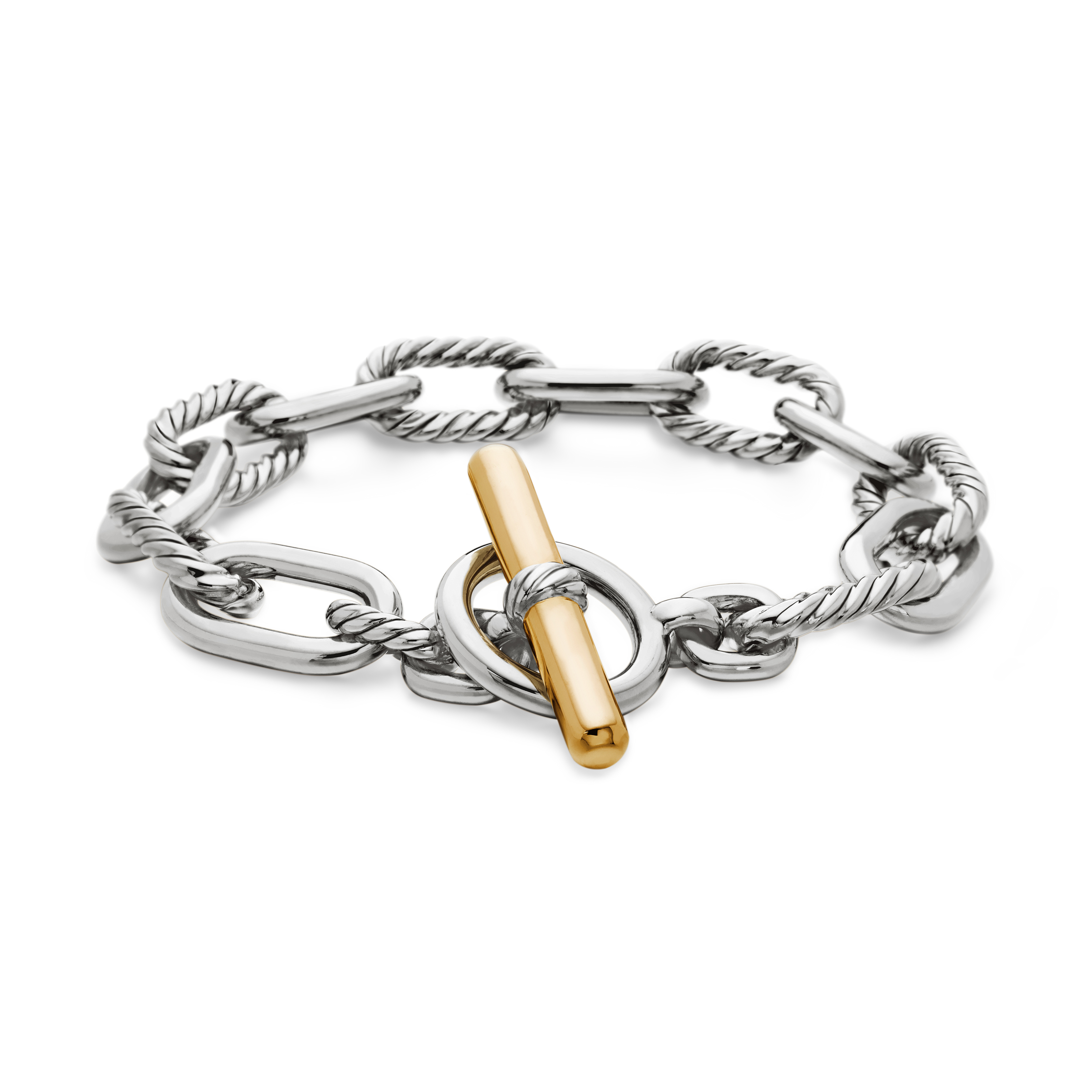 DY Madison® Toggle Chain Bracelet in Sterling Silver with 18K Yellow Gold, 11mm