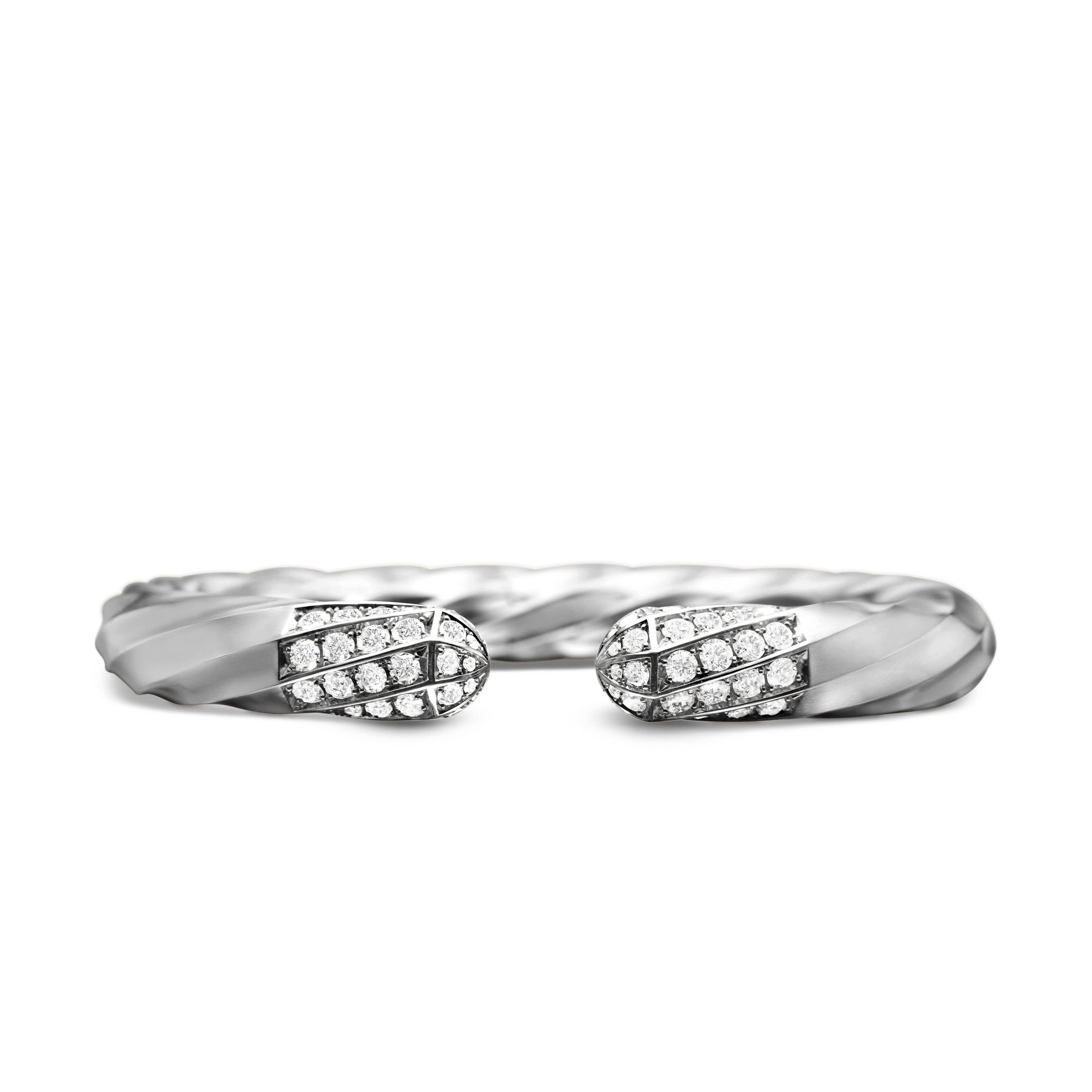 Cable Edge™ Bracelet in Recycled Sterling Silver with Pave Diamonds