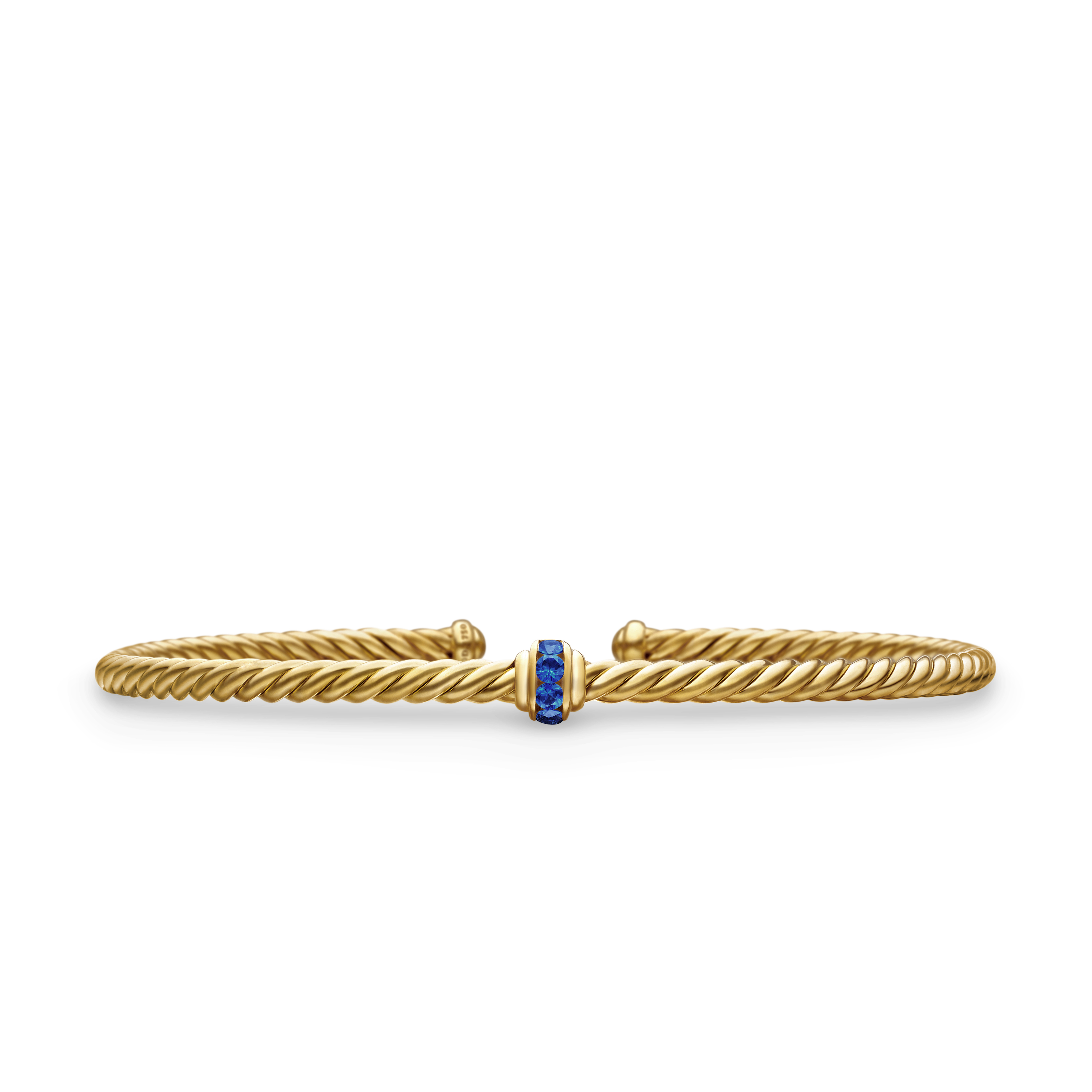 Classic Cablespira® Station Bracelet in 18K Yellow Gold with Pavé Blue Sapphires, 3mm