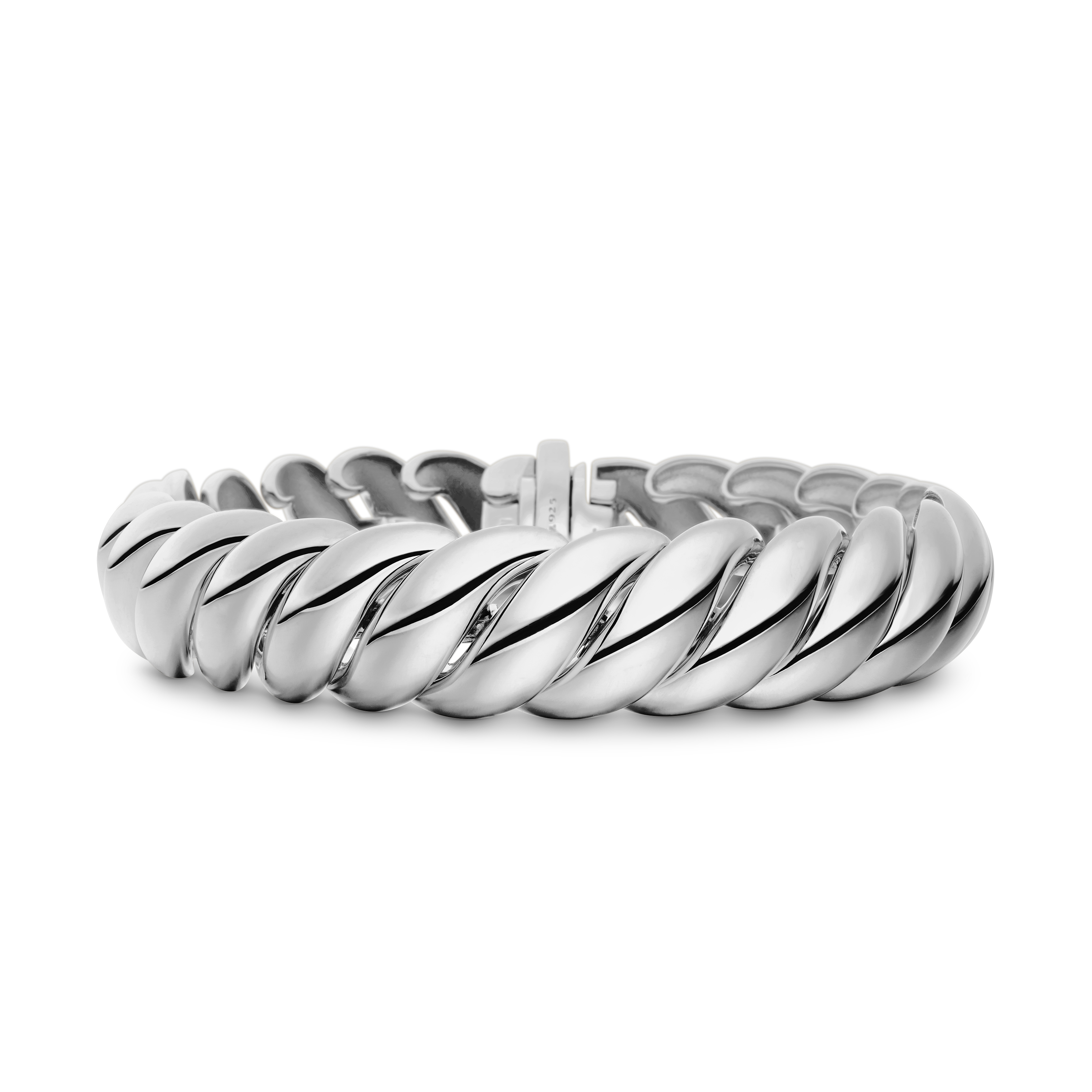 Sculpted Cable Bracelet in Sterling Silver, 14mm