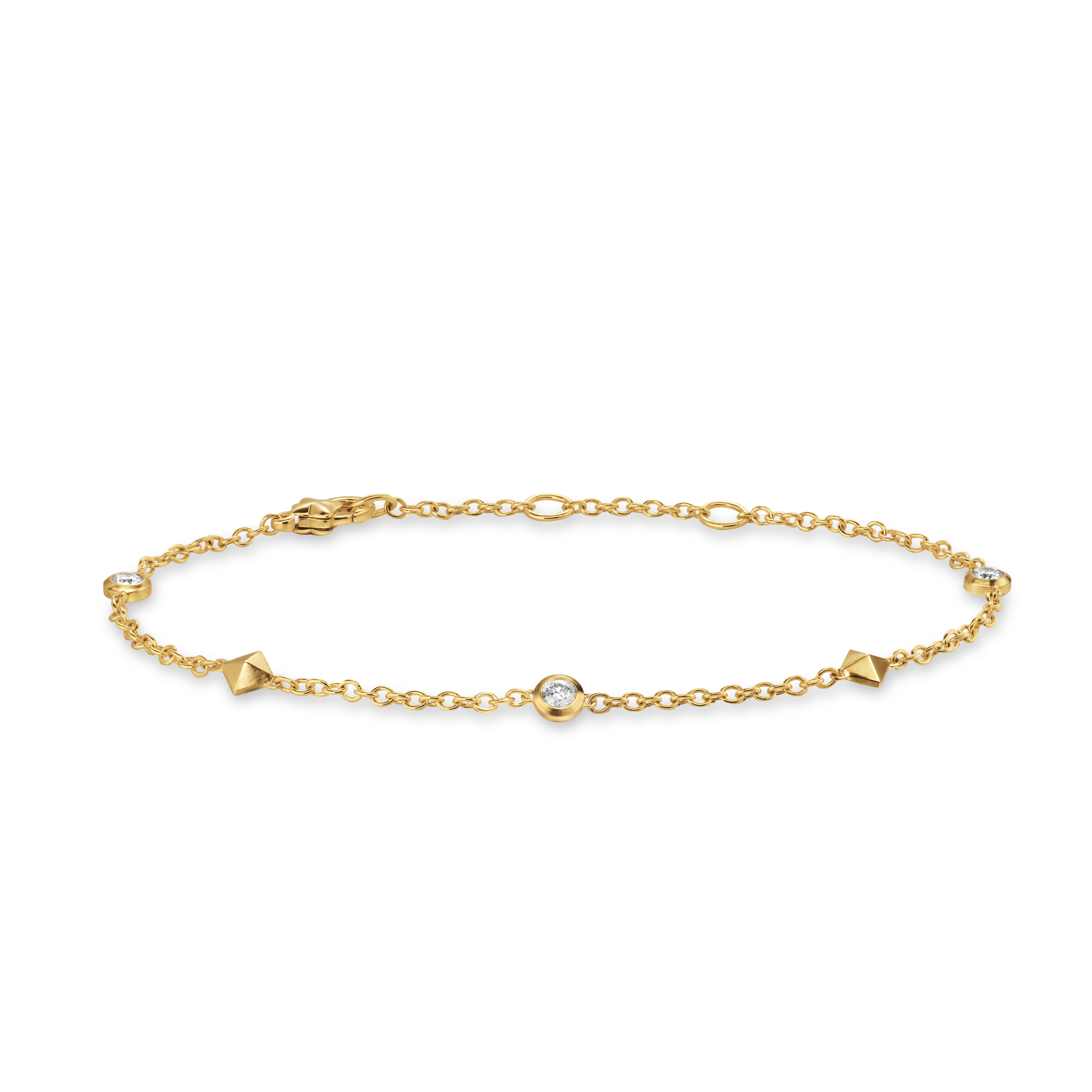 Petite Modern Renaissance Station Bracelet in 18K Yellow Gold with Diamonds, 4.6mm