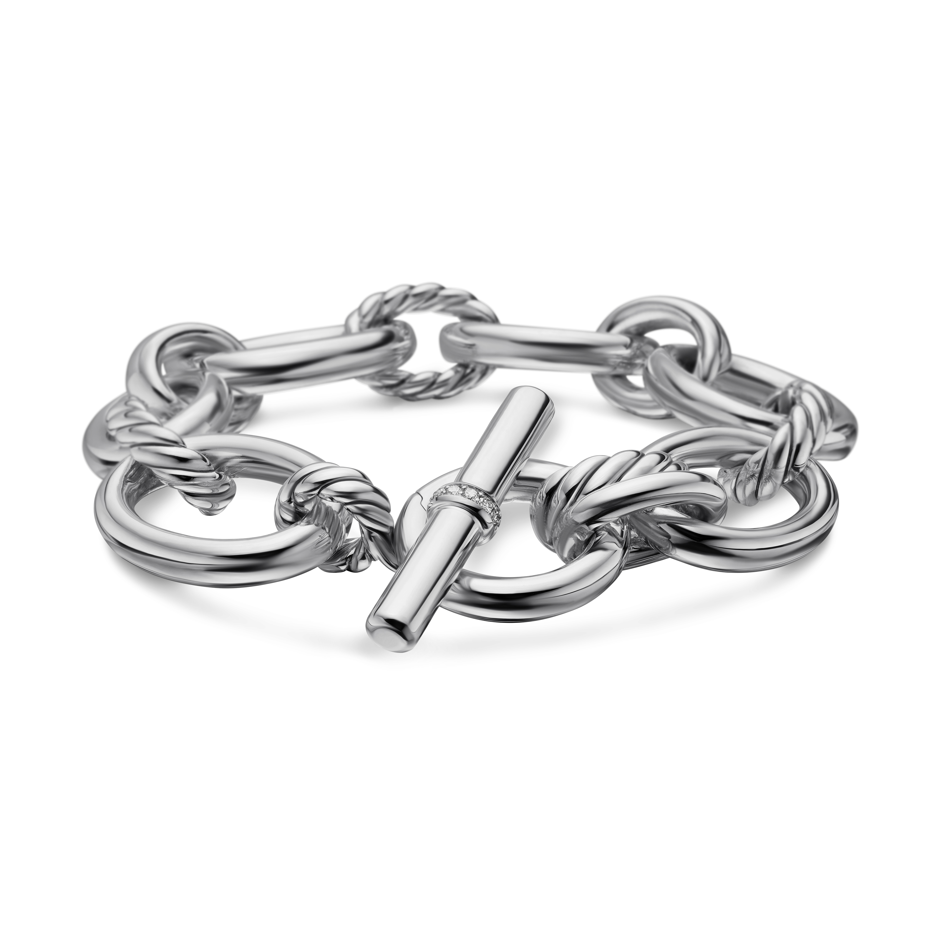 DY Mercer® Chain Bracelet in Sterling Silver with Diamonds, 25mm