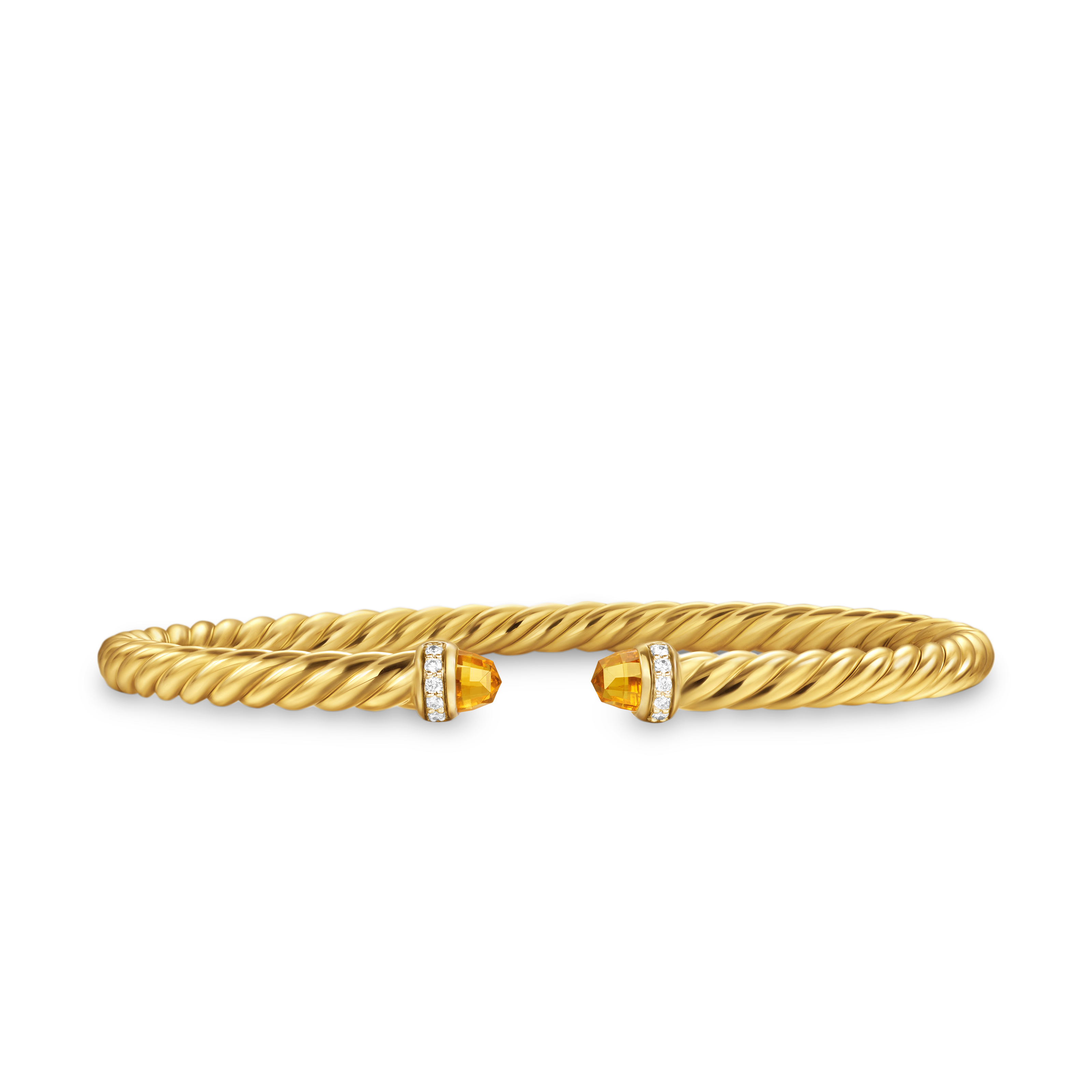 Cablespira Flex® Bracelet in 18K Yellow Gold with Citrine and Diamonds, 4mm