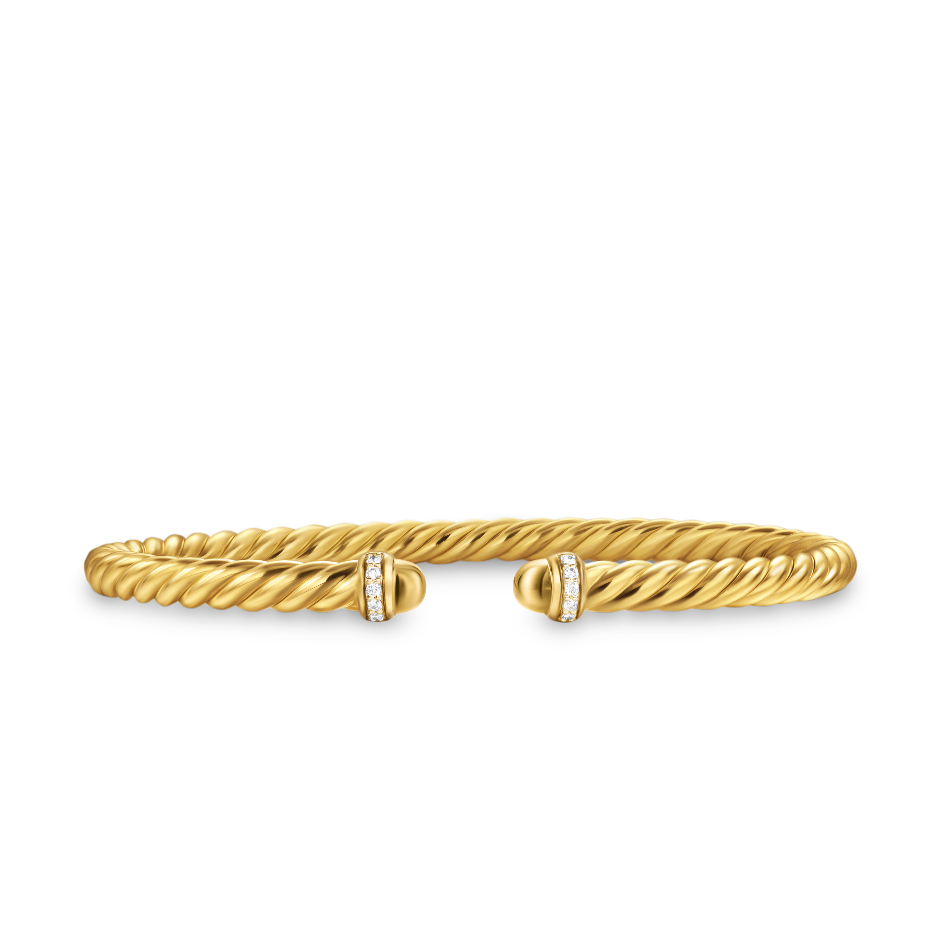 Cablespira Flex® Bracelet in 18K Yellow Gold with Gold Domes and Diamonds, 4mm