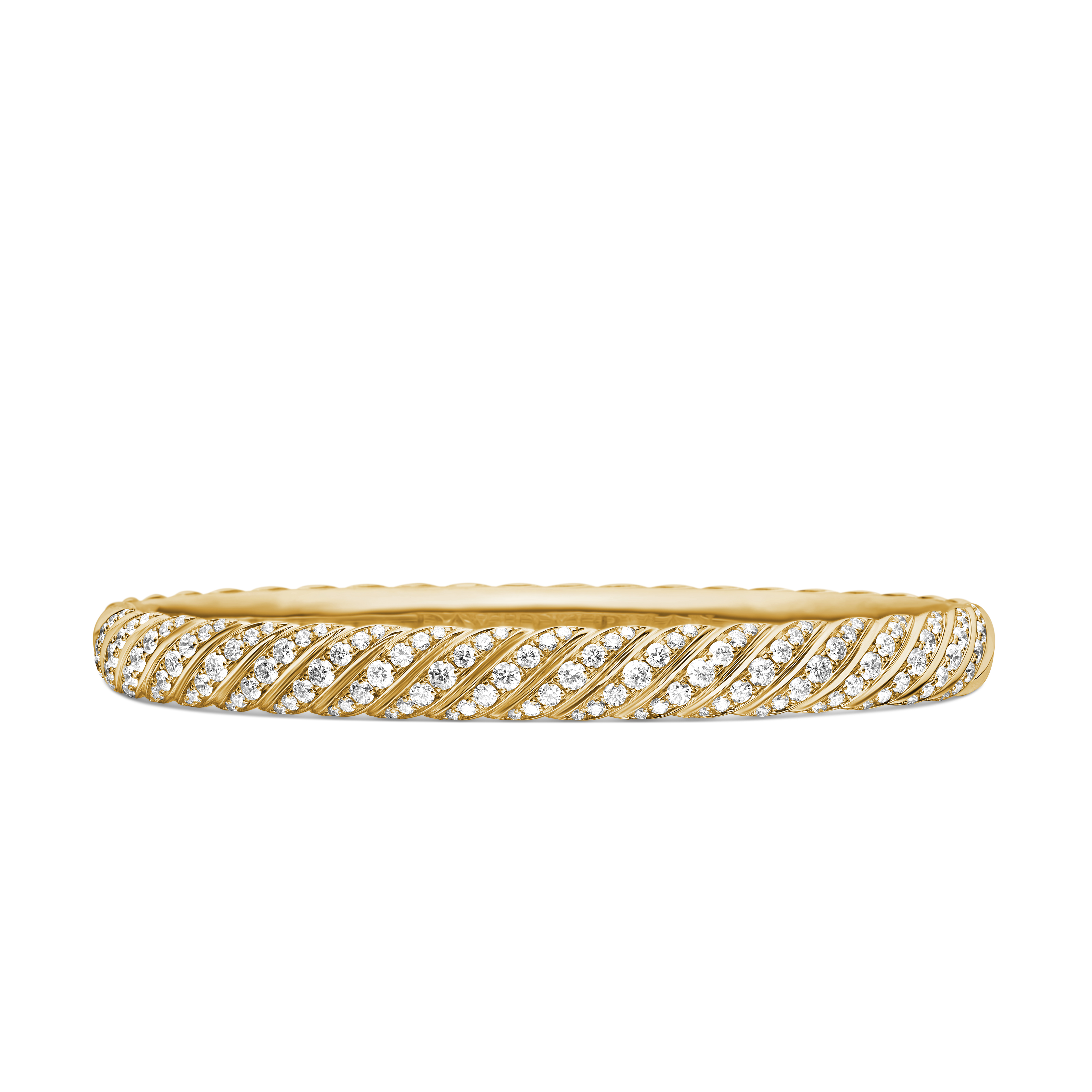 Sculpted Cable Bangle Bracelet in 18K Yellow Gold with Diamonds, 6.2mm