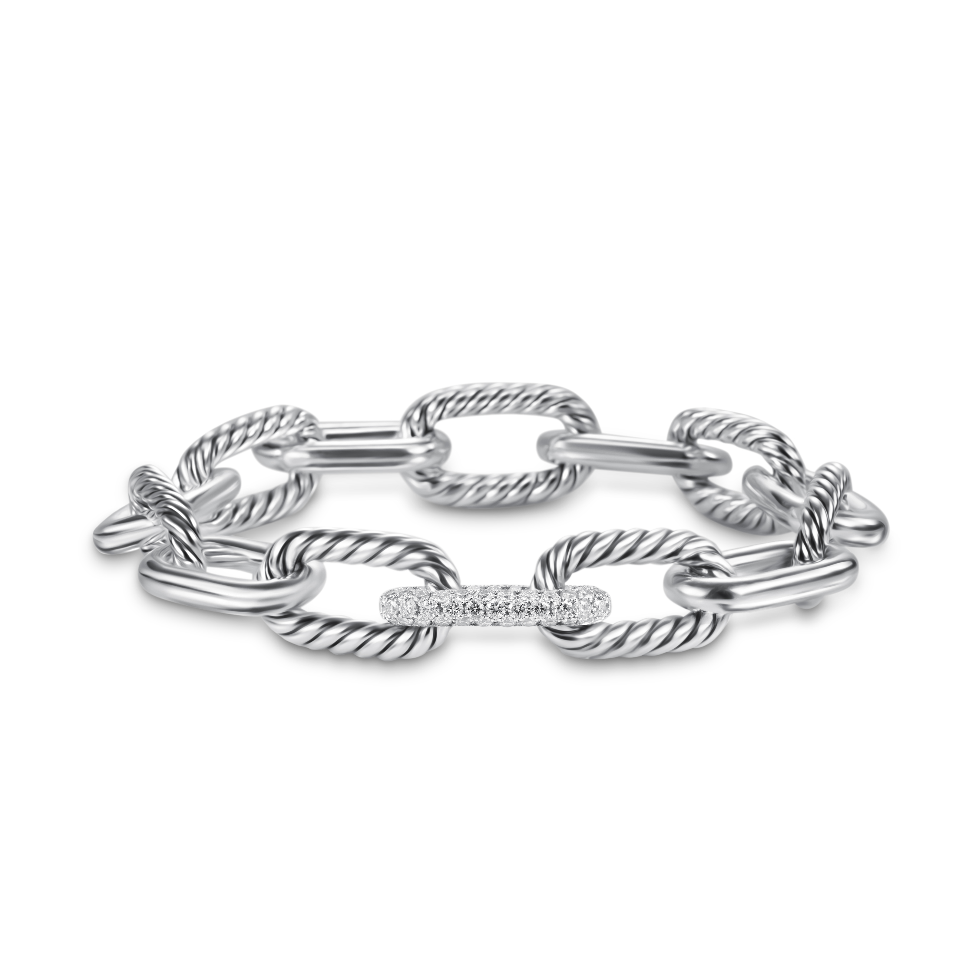 DY Madison® Chain Bracelet in Sterling Silver with Diamonds, 11mm
