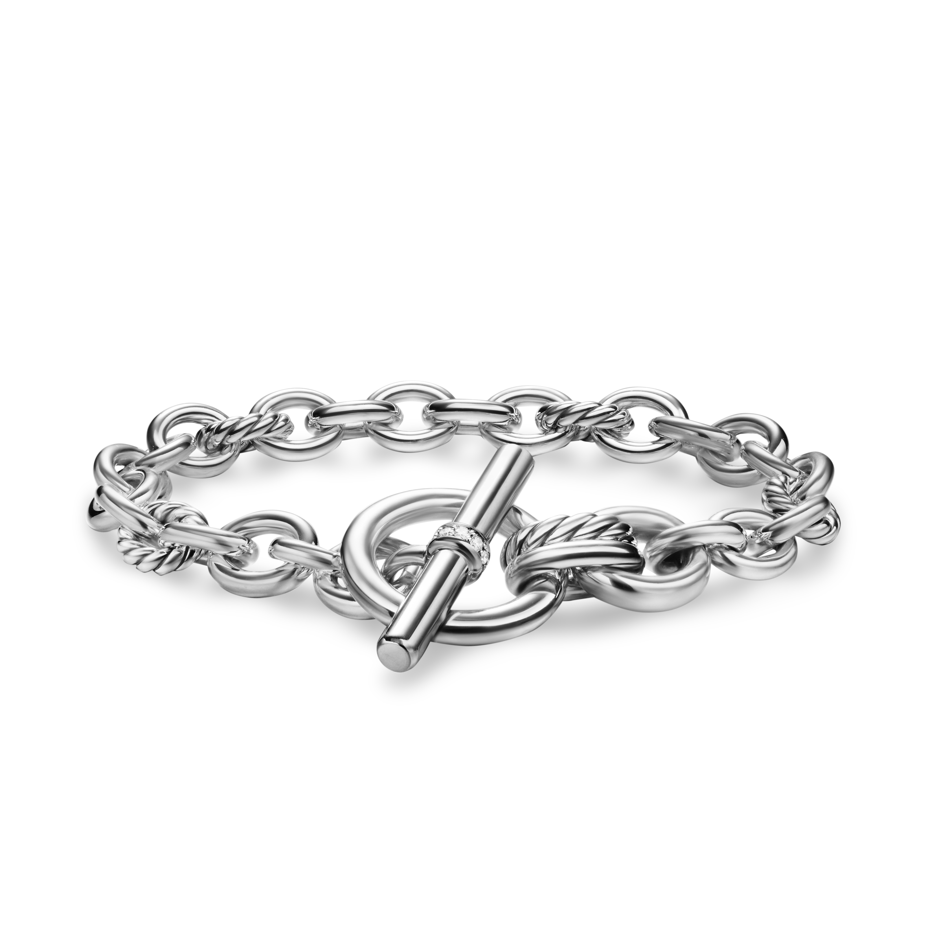DY Mercer® Toggle Chain Bracelet in Sterling Silver with Diamonds, 8mm