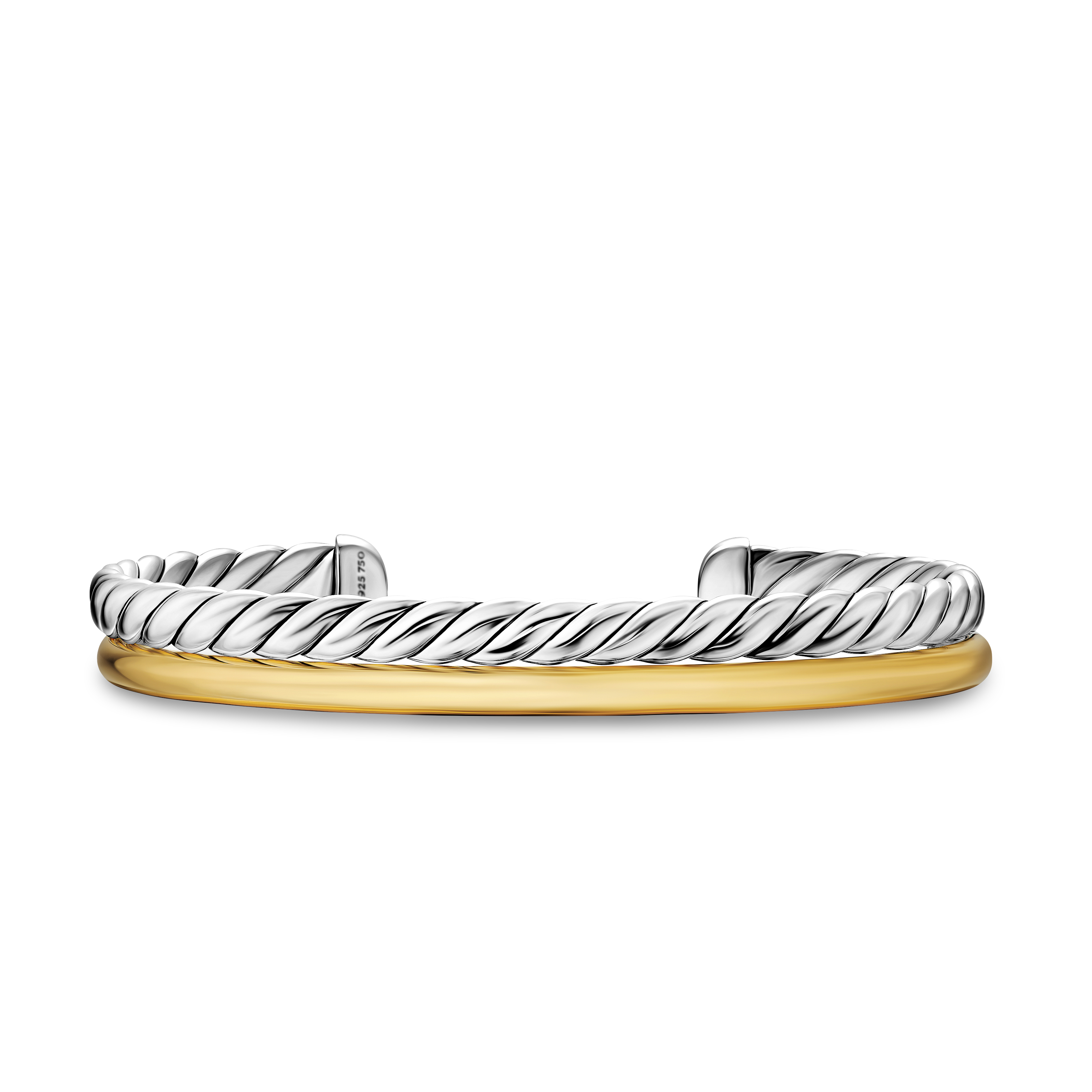 DY Mercer® Two Row Cuff Bracelet in Sterling Silver with 18K Yellow Gold, 8mm