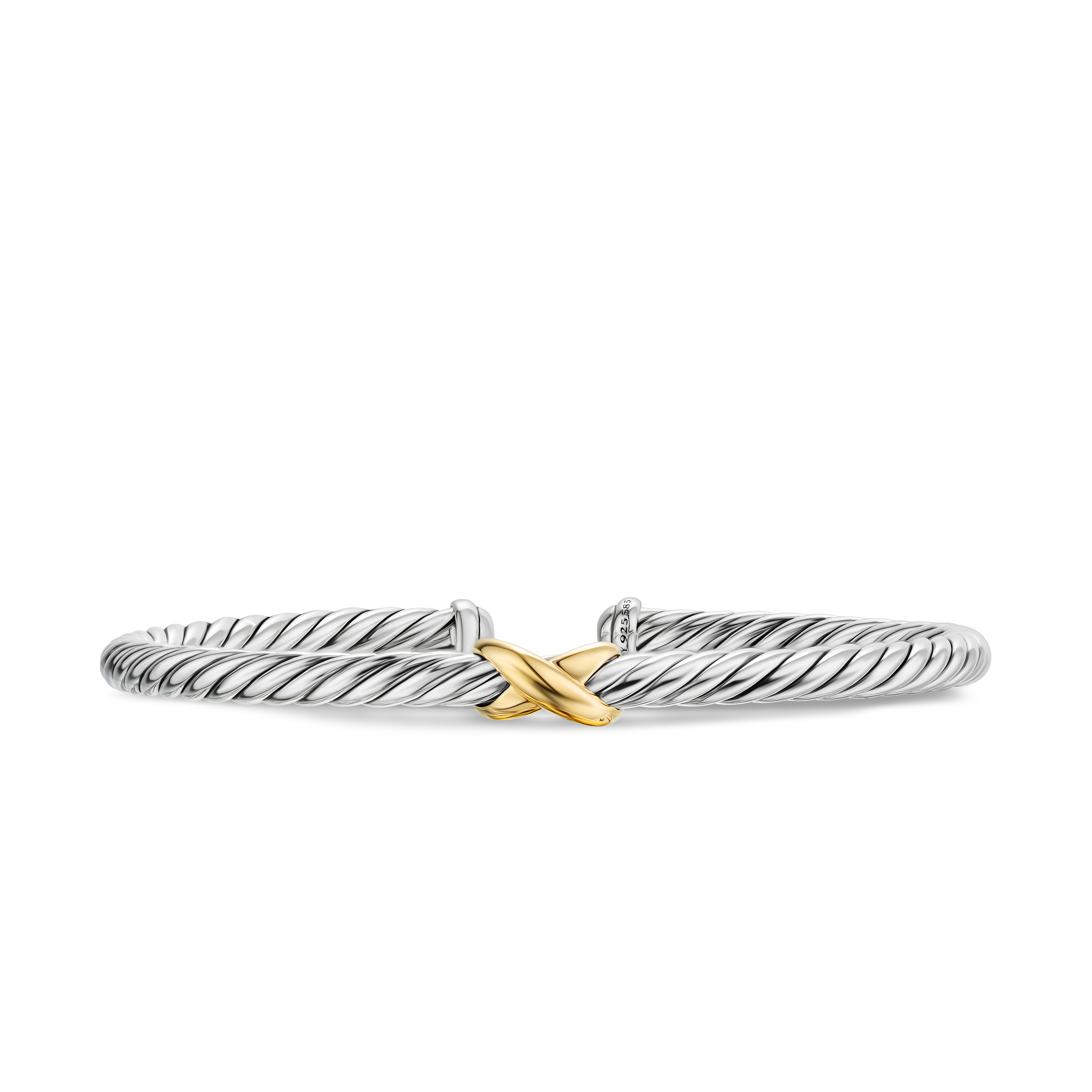 Cable Flex X Station Bracelet in Sterling Silver with 14K Yellow Gold, 4mm