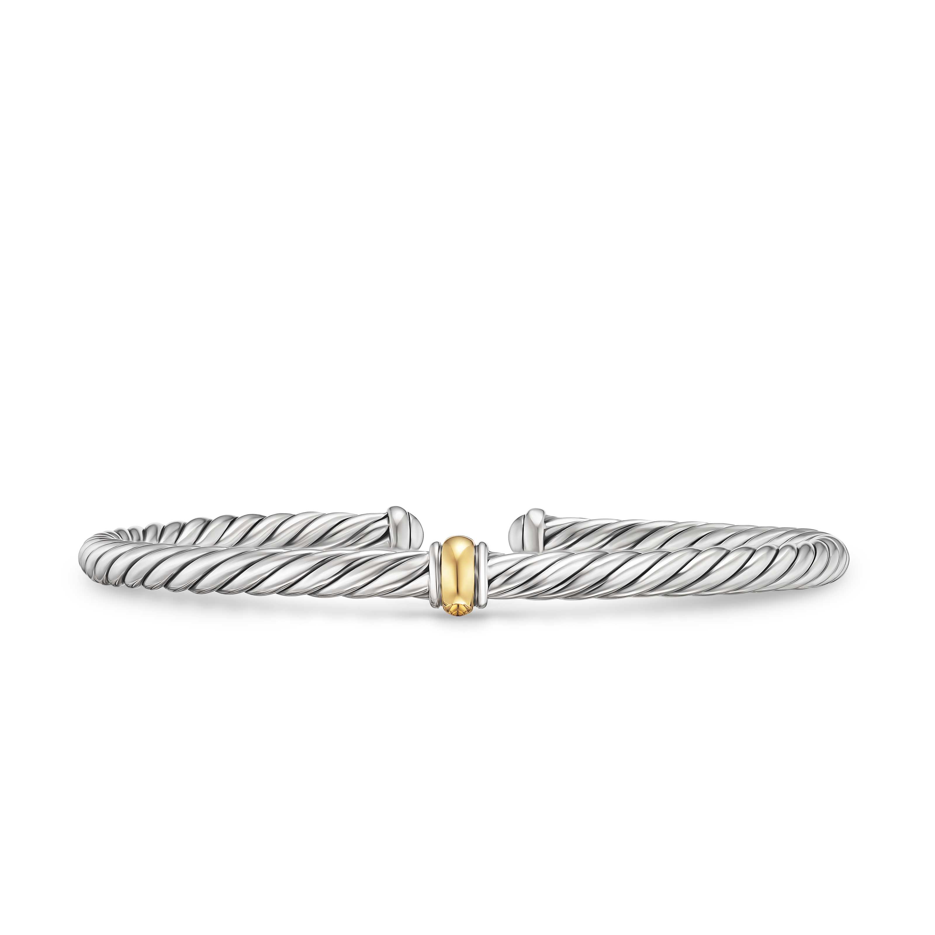 Cable Flex Station Bracelet in Sterling Silver with 14K Yellow Gold, 4mm
