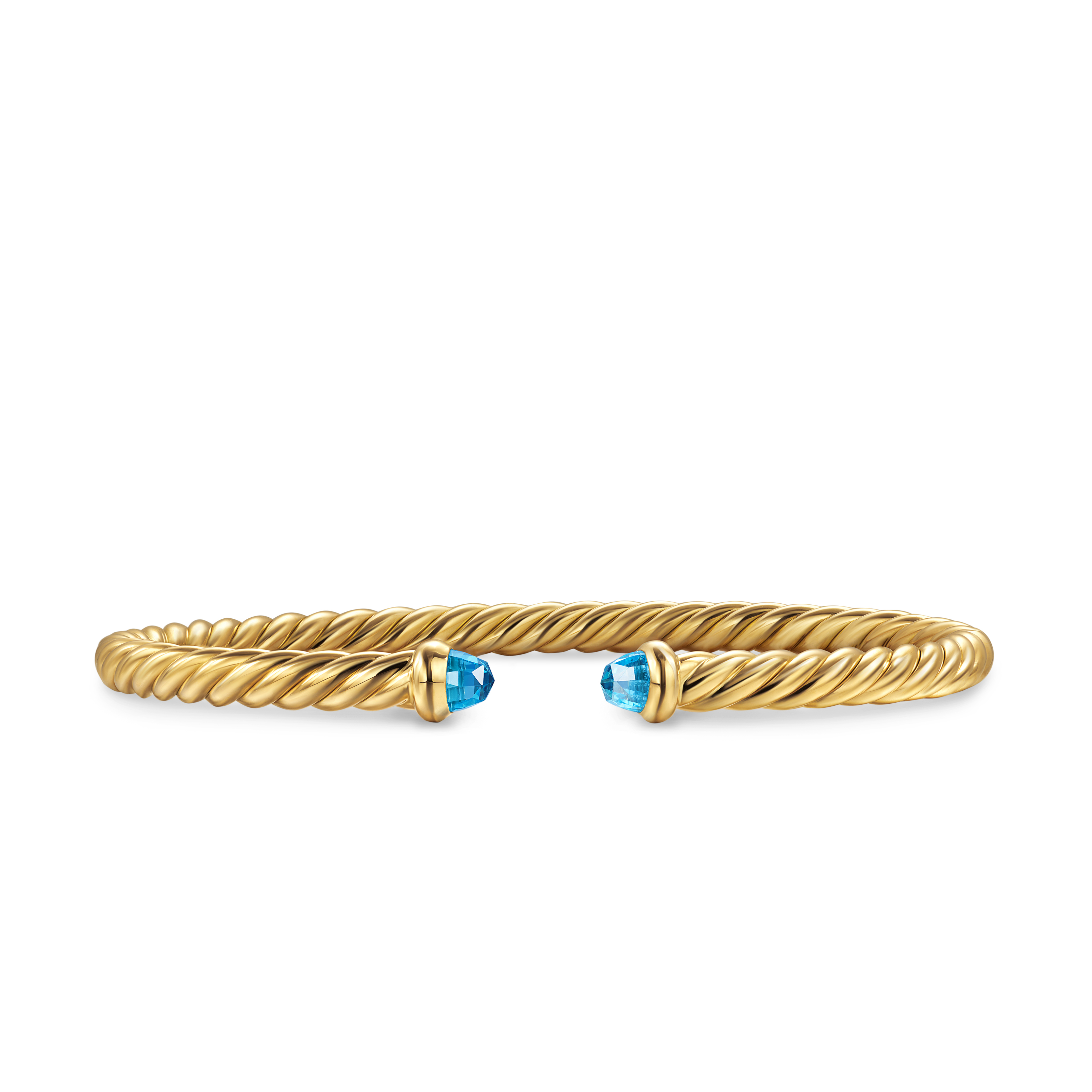Cablespira Flex® Bracelet in 18K Yellow Gold with Blue Topaz, 4mm