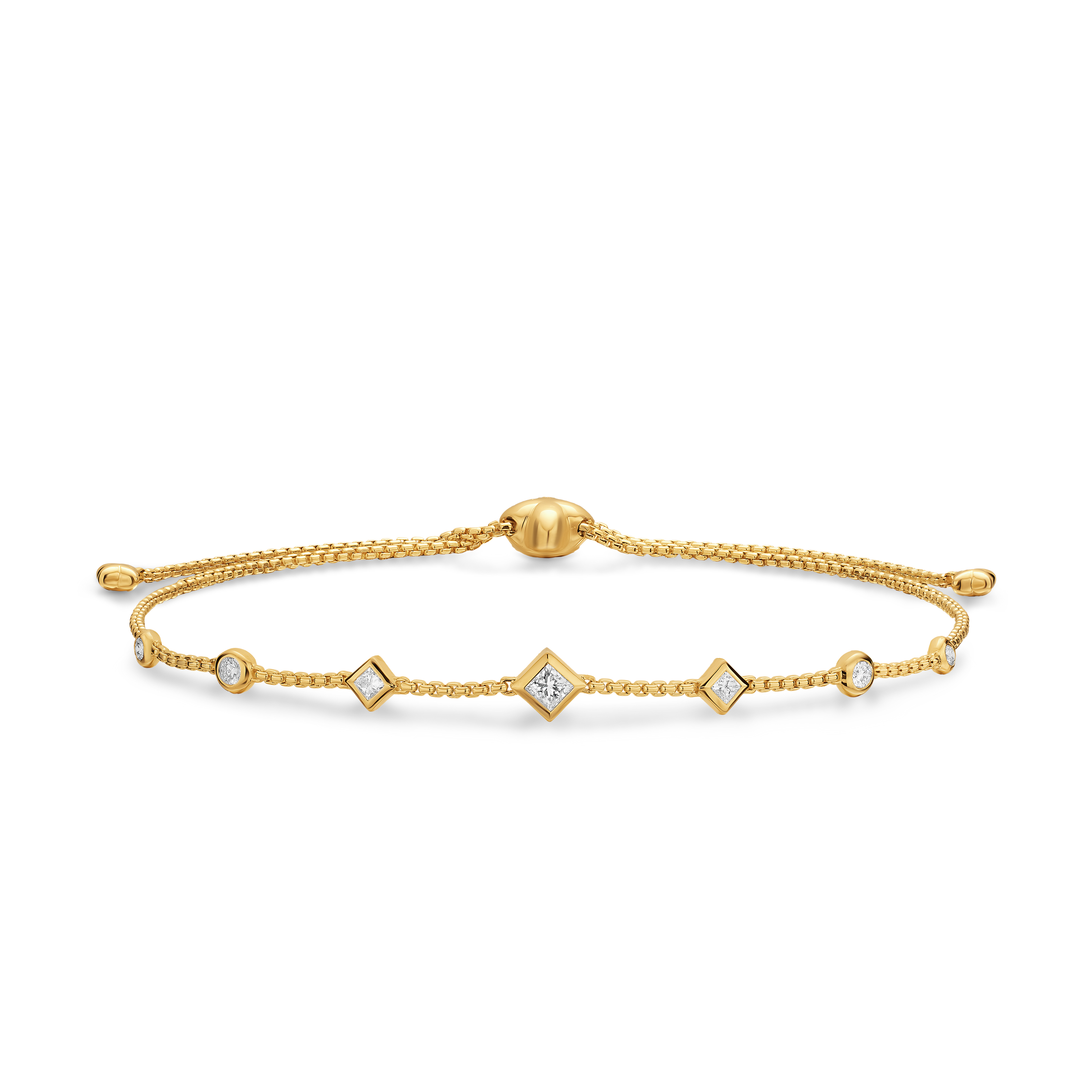 Petite Modern Renaissance® Station Chain Bracelet in 18K Yellow Gold with Diamonds, 7.5mm