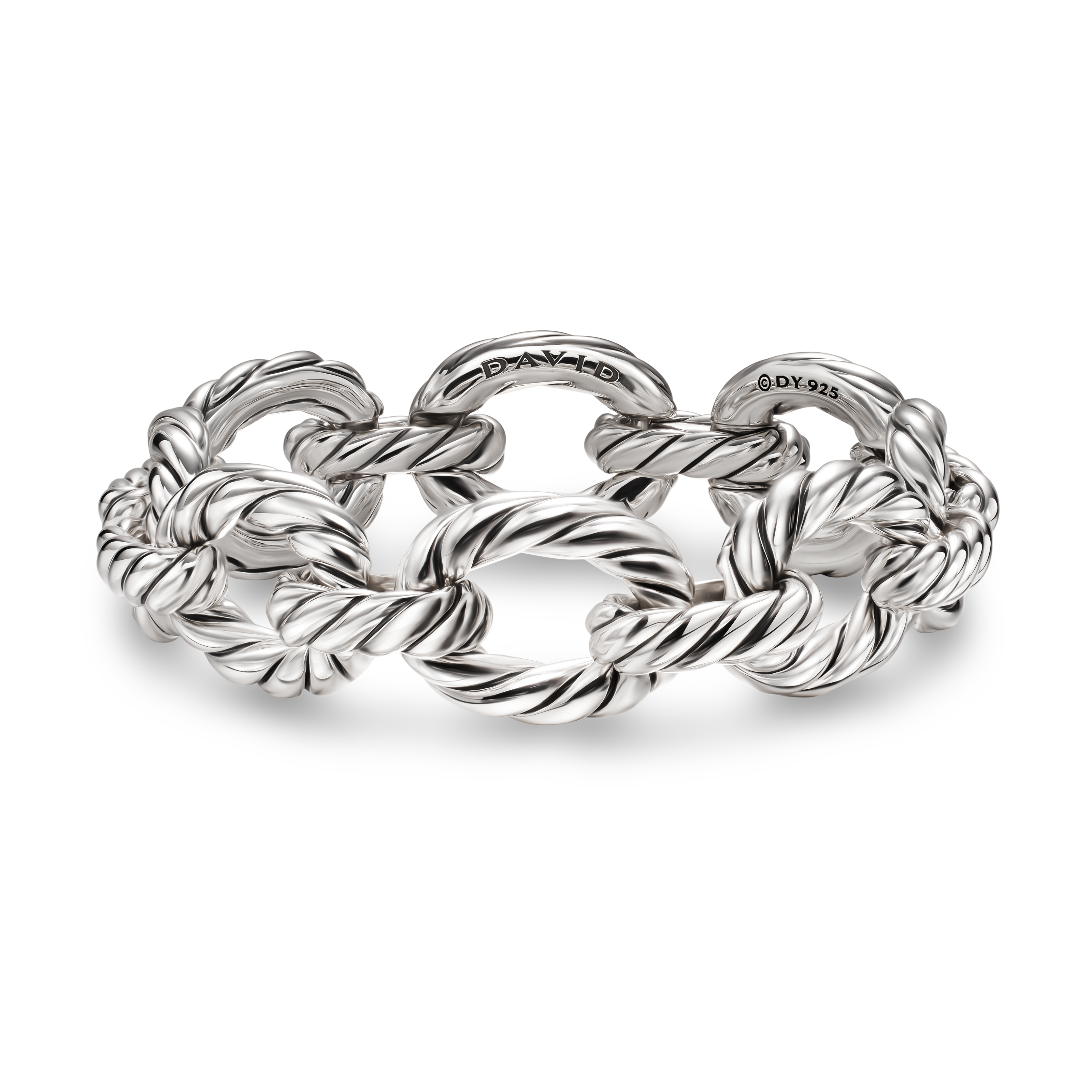 Sculpted Cable Oval Link Bracelet in Sterling Silver, 18mm