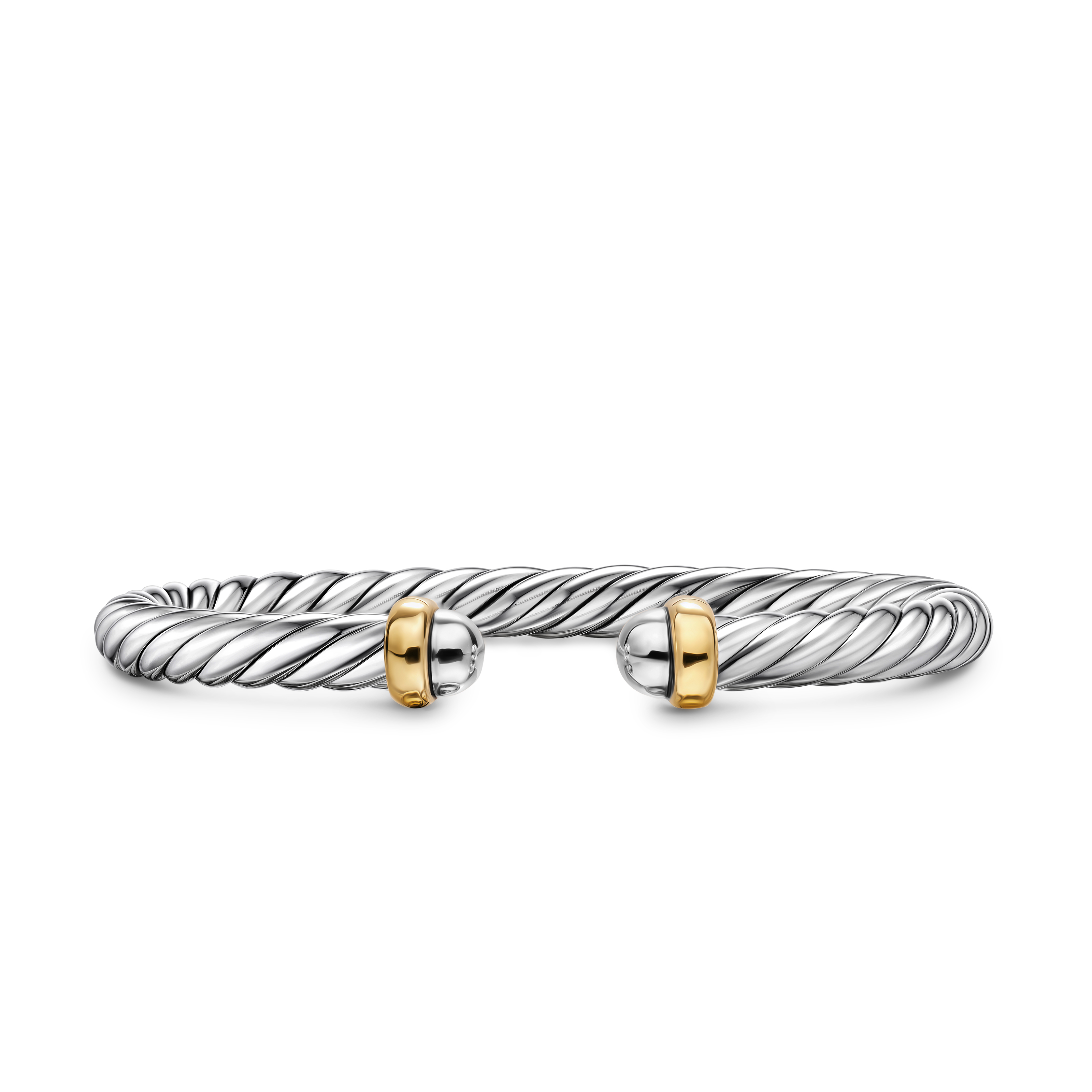 Cable Flex® Bracelet in Sterling Silver with 14K Yellow Gold, 6mm