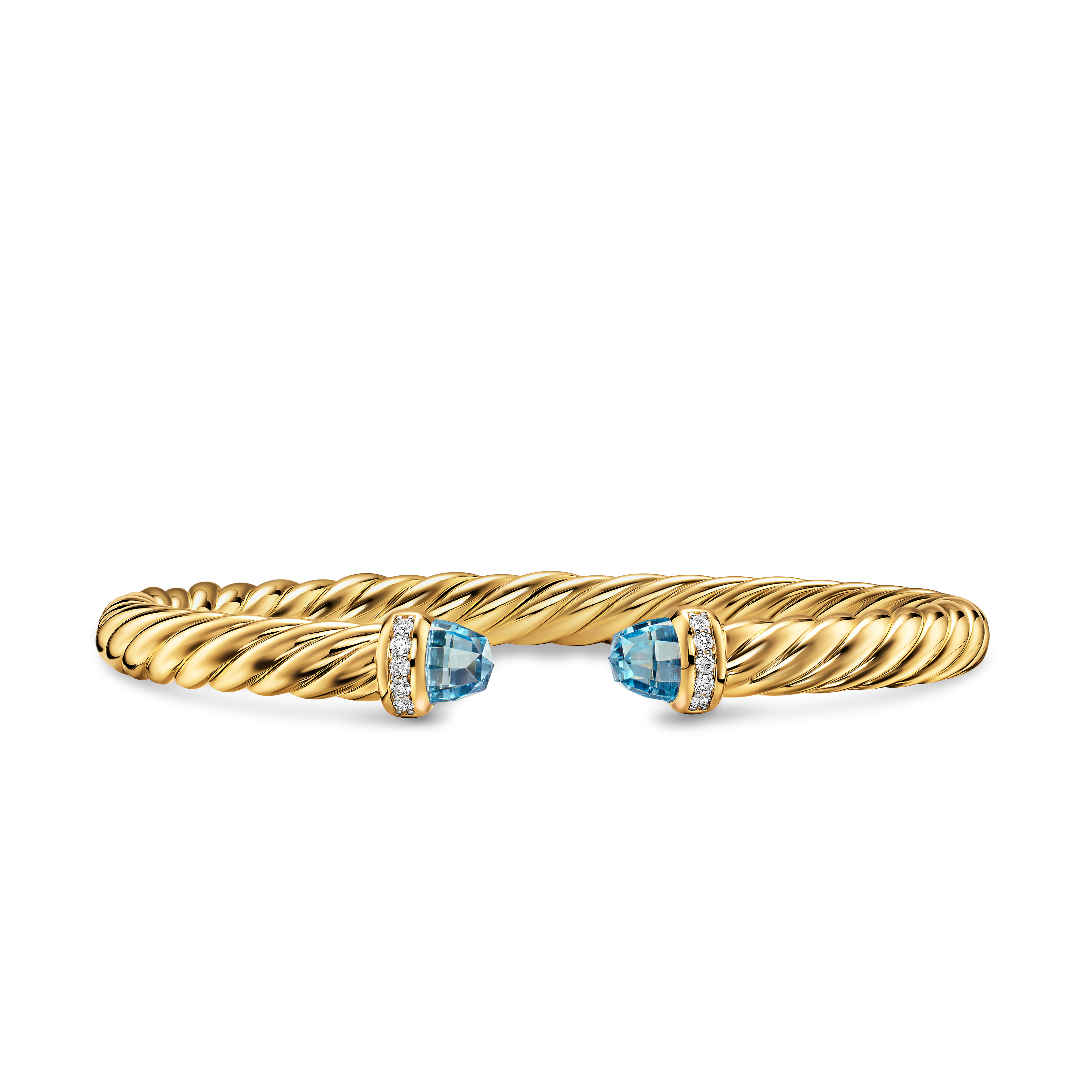 Cablespira® Flex Bracelet in 18K Yellow Gold with Blue Topaz and Diamonds, 6mm