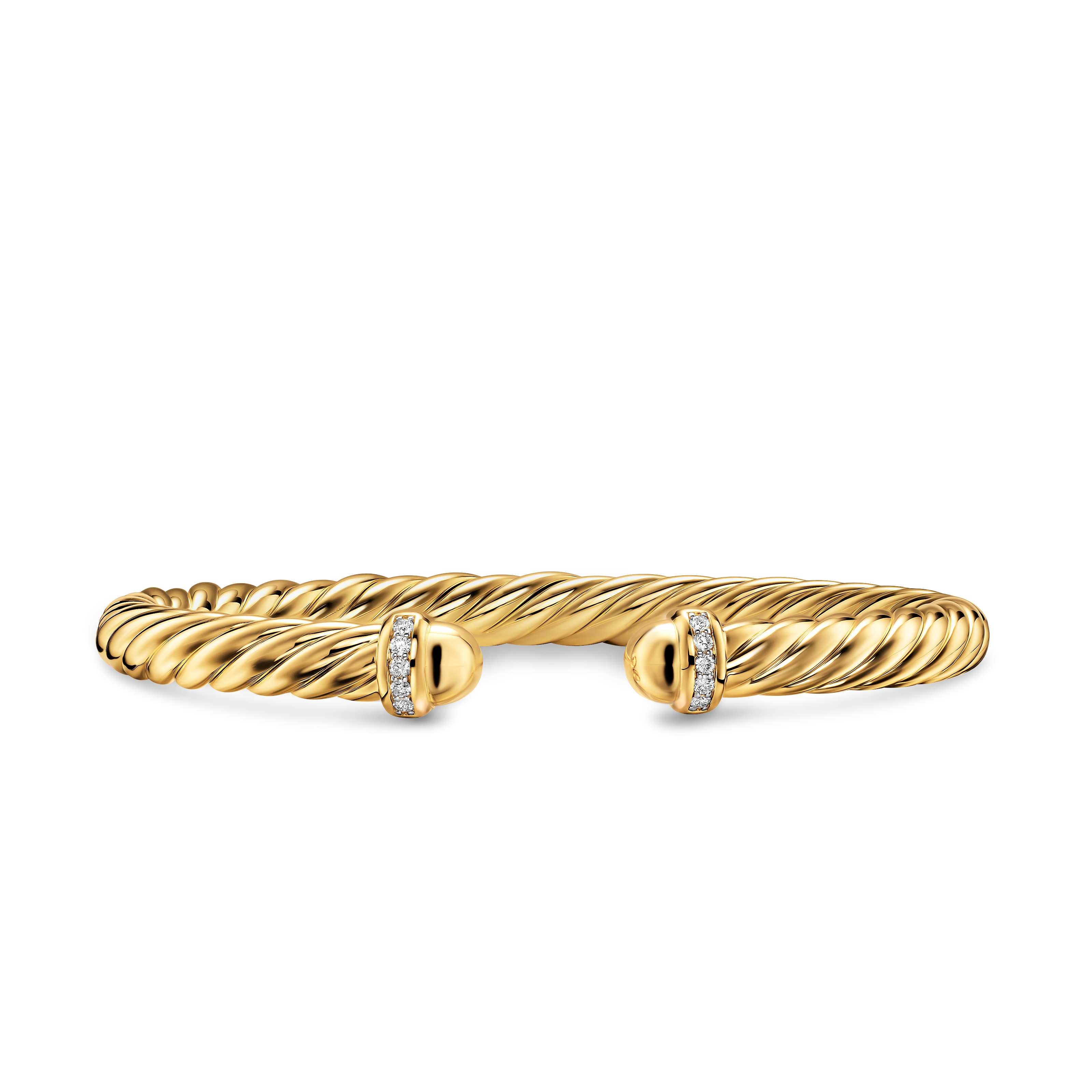 Cablespira® Flex Bracelet in 18K Yellow Gold with Gold Domes and Diamonds, 6mm