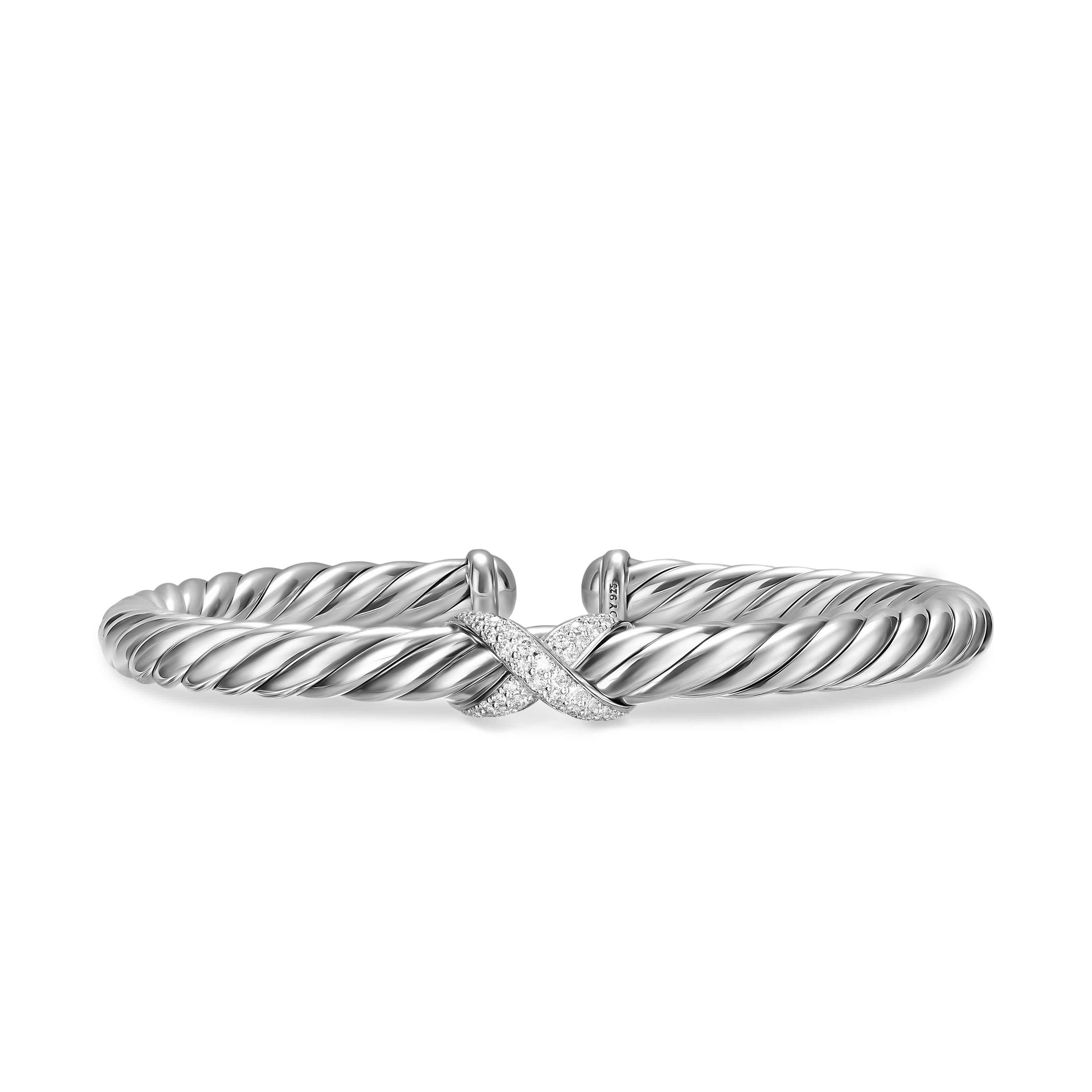 Cable Flex® X Bracelet in Sterling Silver with Diamonds, 6mm