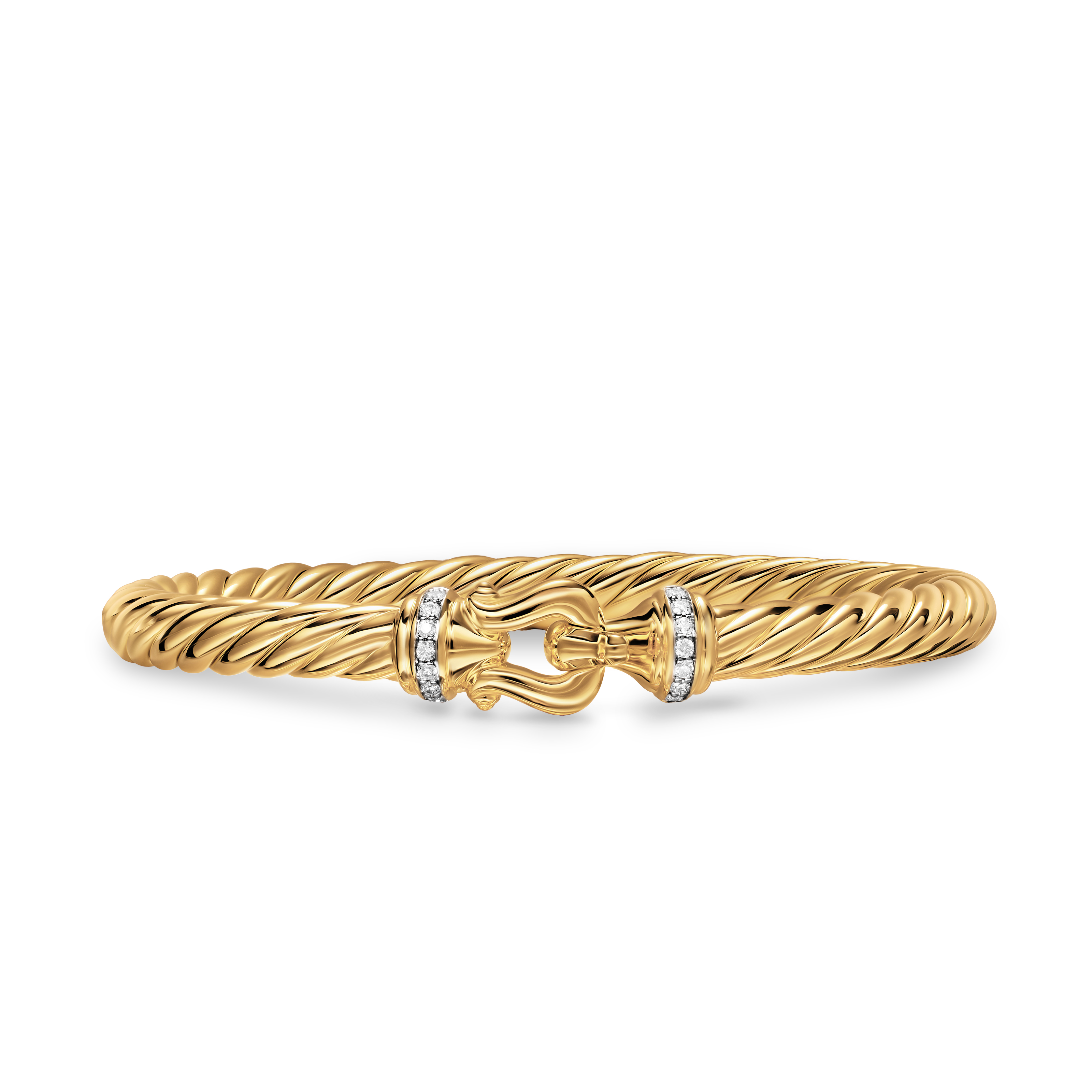 Cablespira® Buckle Bracelet in 18K Yellow Gold with Diamonds, 6mm
