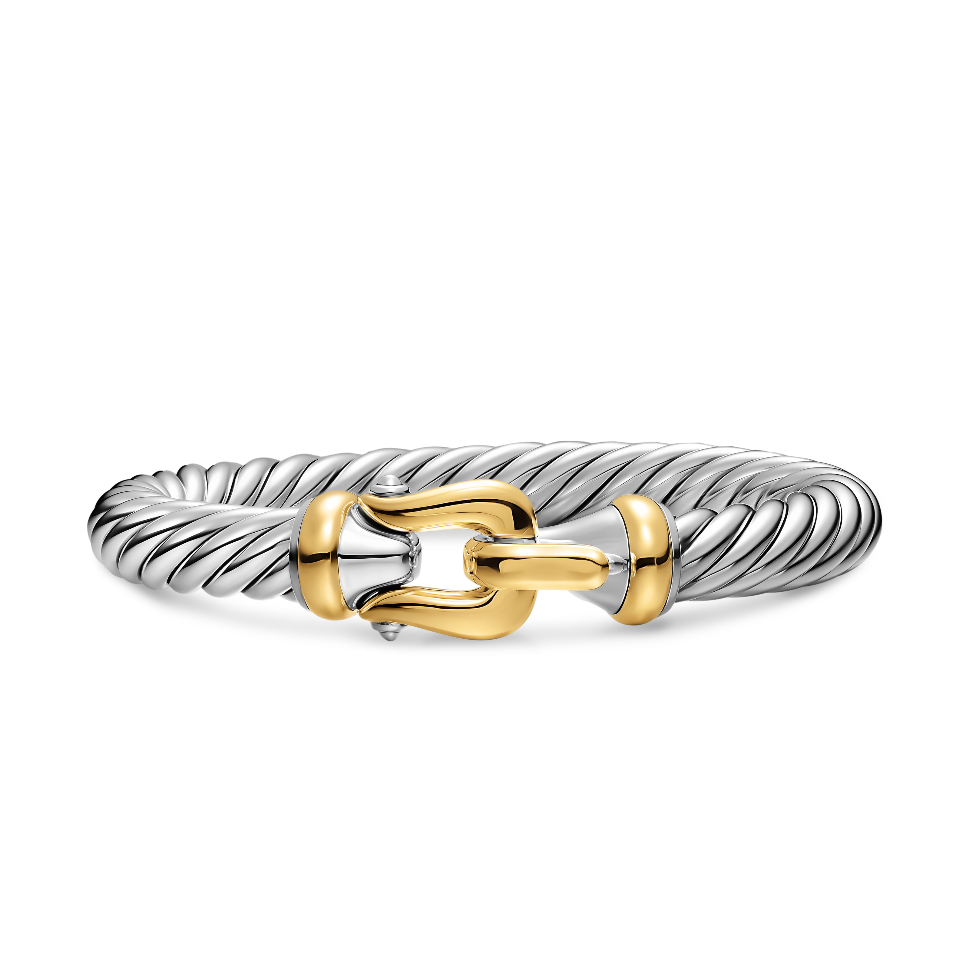 Cable Flex® Buckle Bracelet in Sterling Silver with 14K Yellow Gold, 9mm