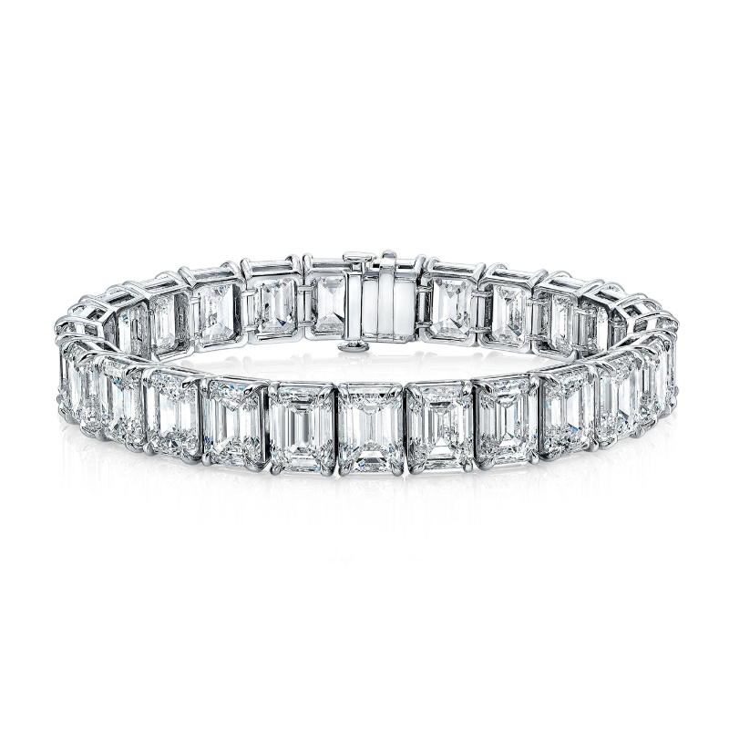 75.98 Carat Emerald Cut Diamond Classic Straight Line Bracelet