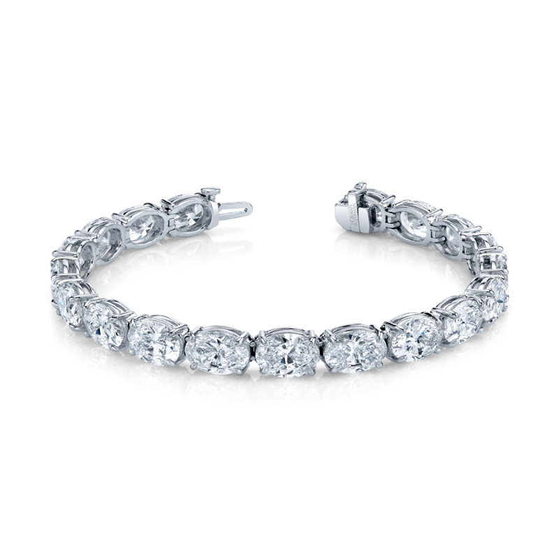 Oval Shape Straight Line Bracelet East-West