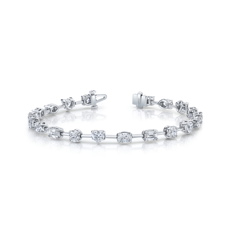 7.01 Carat 18k White Gold Fancy Shape Wire-Set Bracelet