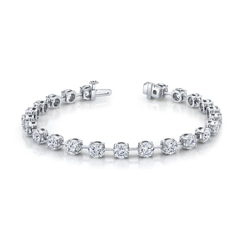 9.39 Carat 18k White Gold Straight Line Wire Set Bracelet