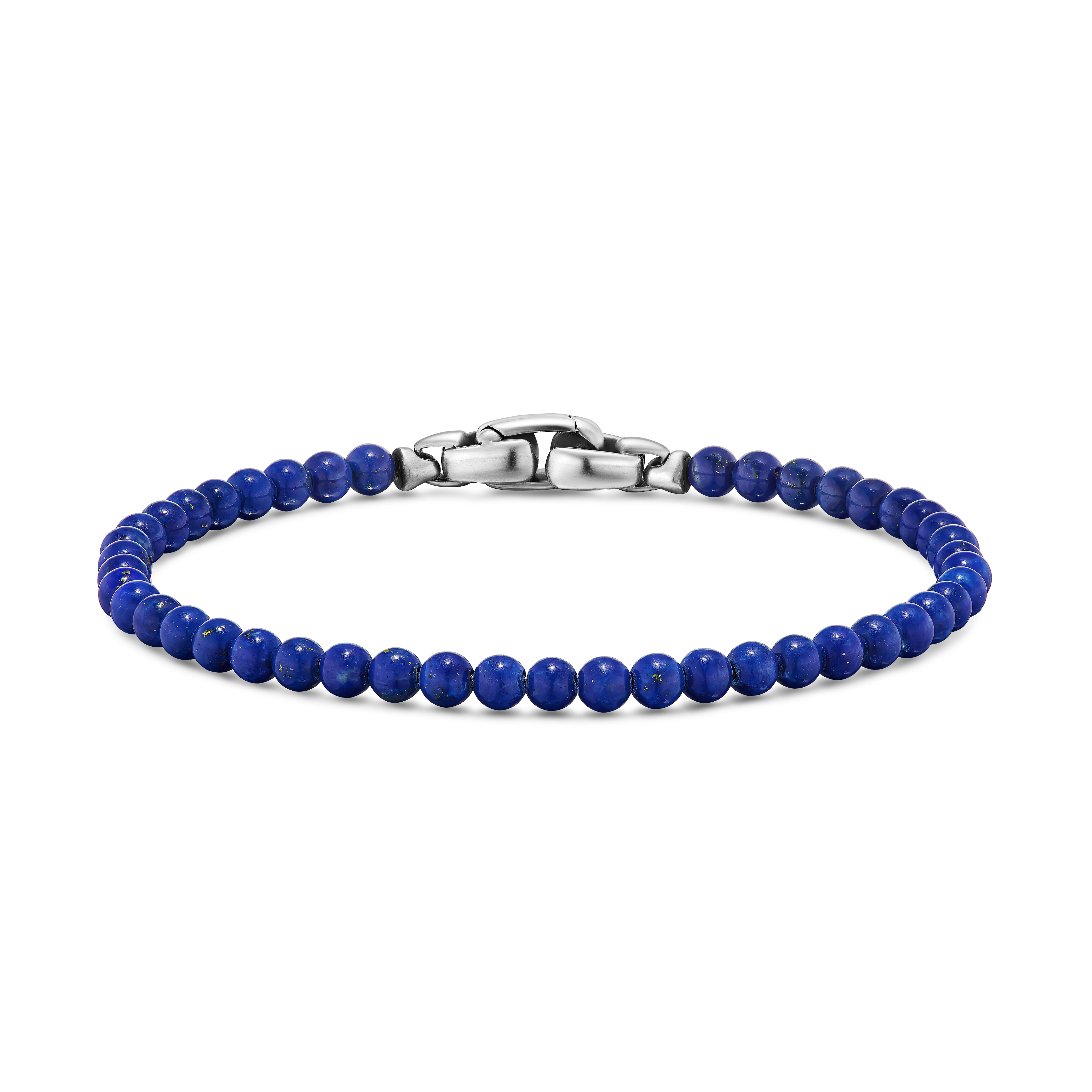 Spiritual Beads Bracelet in Lapis with Sterling Silver, 4mm