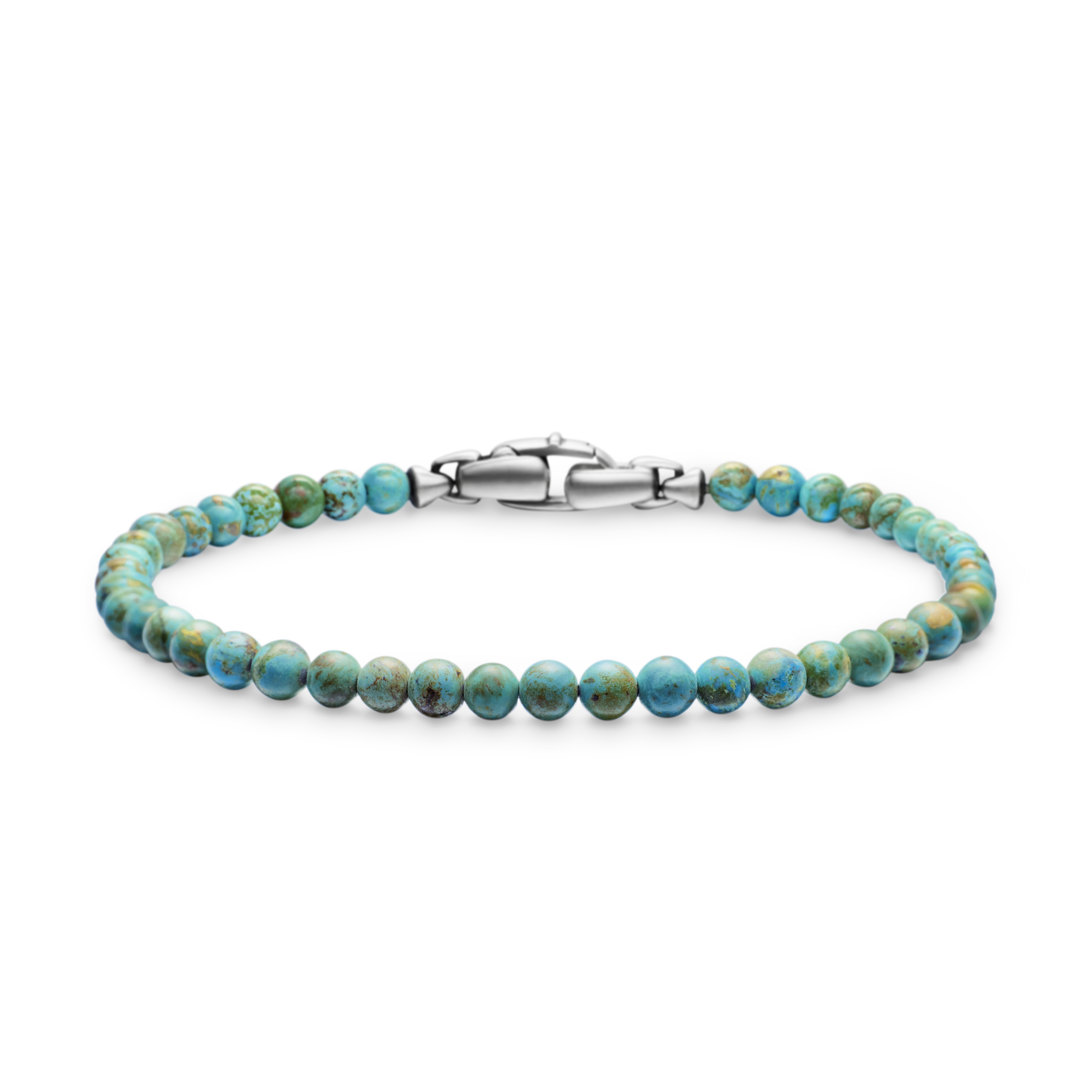 Spiritual Beads Bracelet in Turquoise with Sterling Silver, 4mm