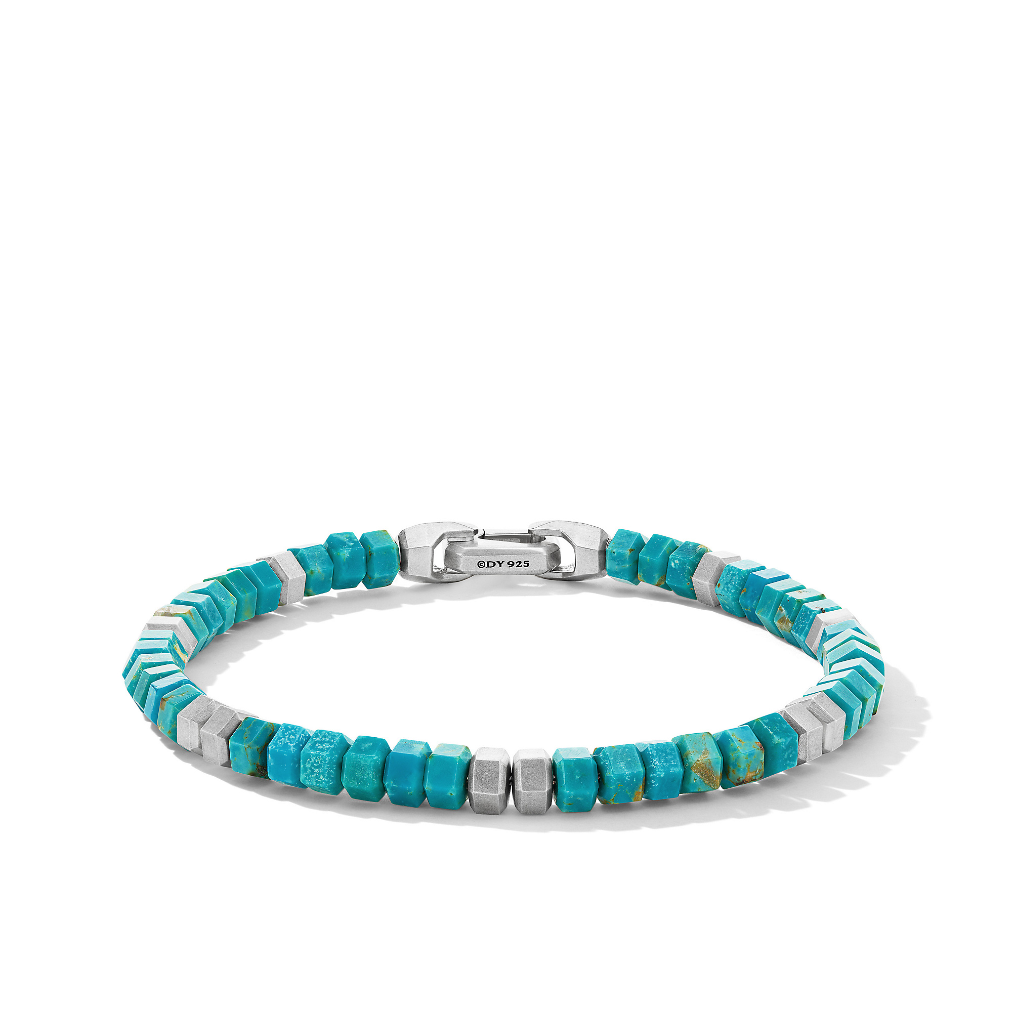 Hex Bead Bracelet in Sterling Silver with Turquoise