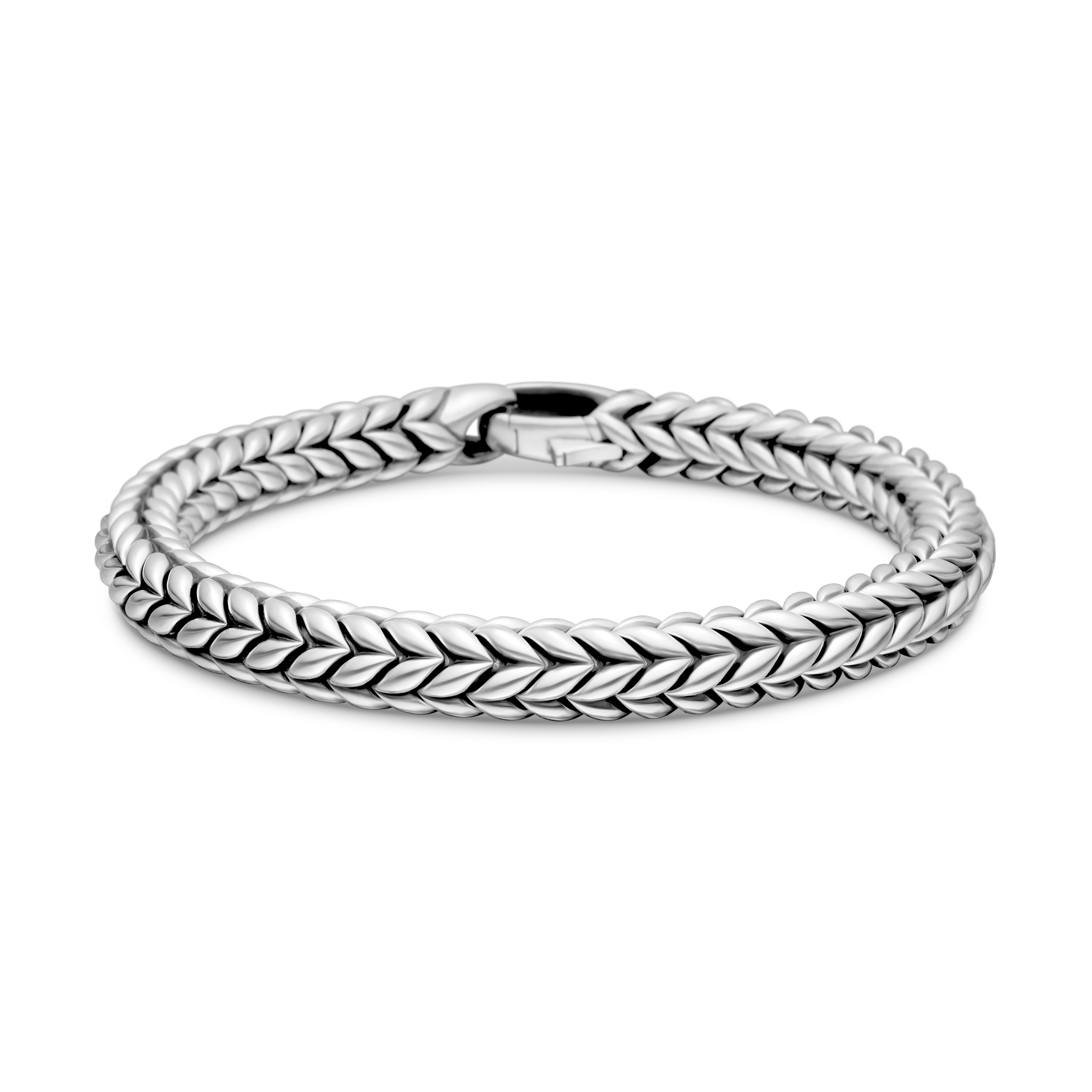 Chevron Bead Bracelet in Sterling Silver, 8mm