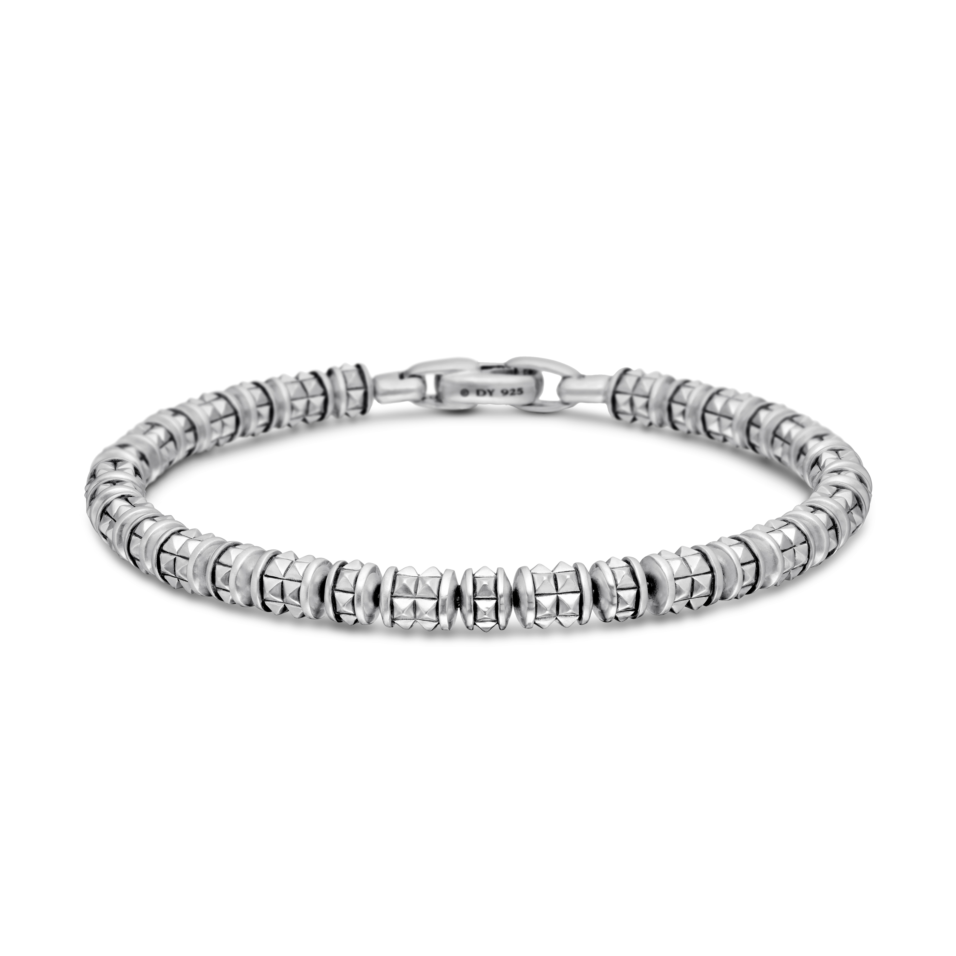 Pyramid Bead Bracelet in Sterling Silver, 6mm