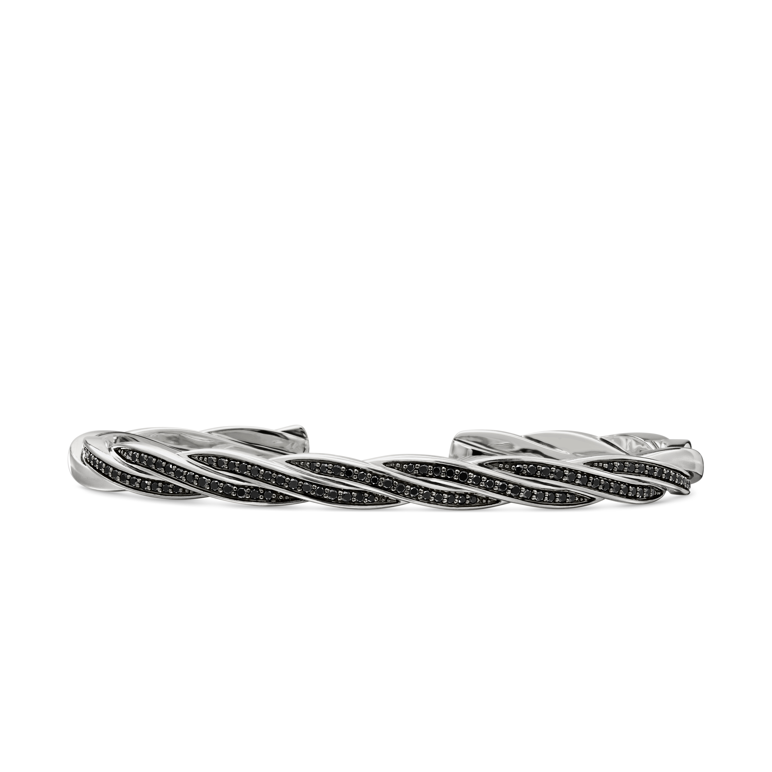 DY Helios™ Cuff Bracelet in Sterling Silver with Black Diamonds, 6mm