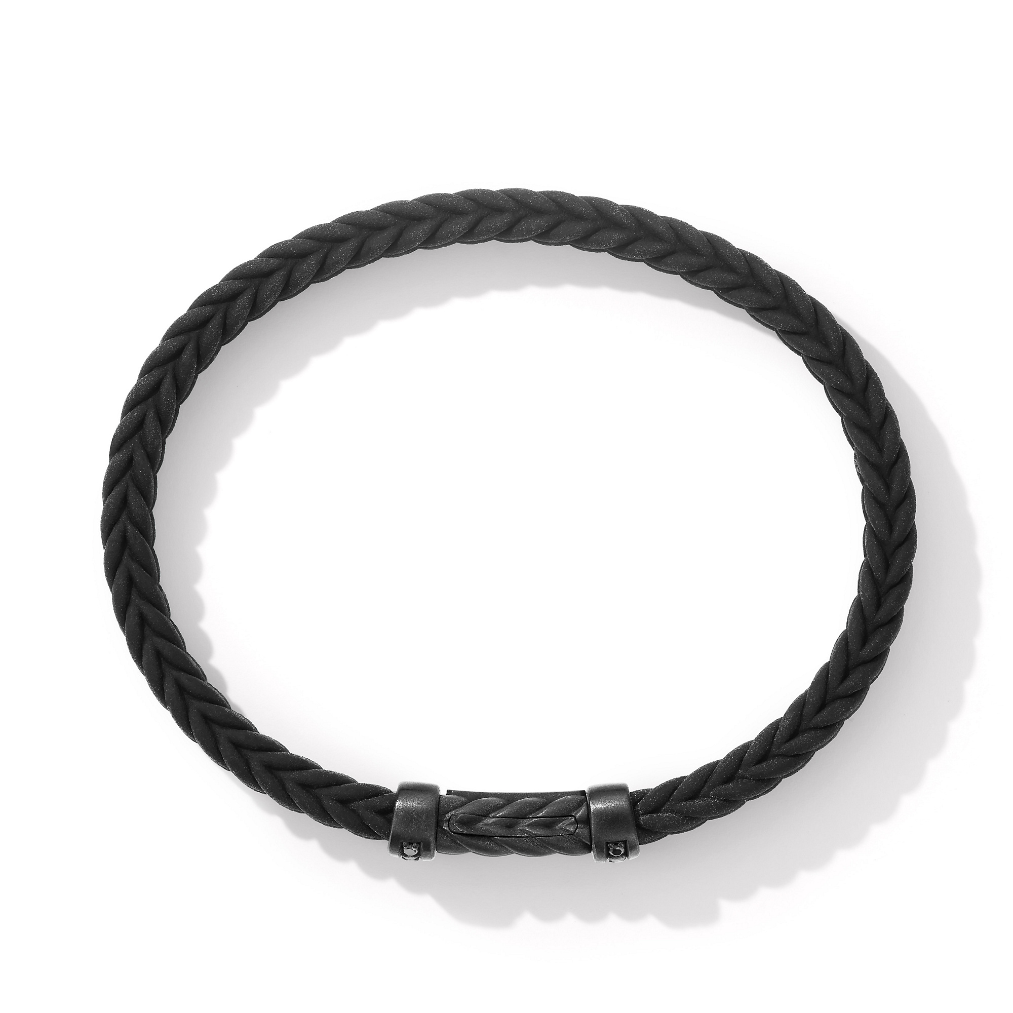 Chevron Bracelet  in Black Rubber with Black Titanium and Black Diamonds, 6mm