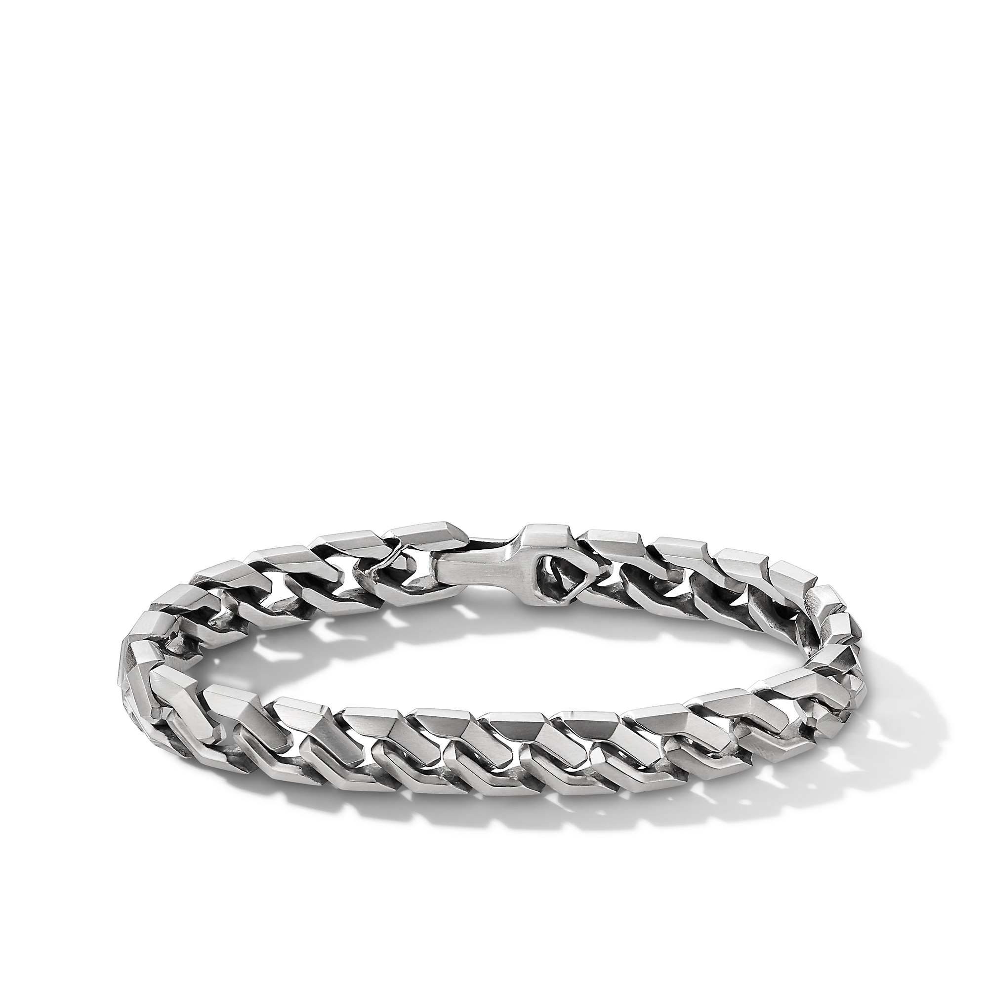 Curb Chain Angular Link Bracelet in Sterling Silver, 8.7mm